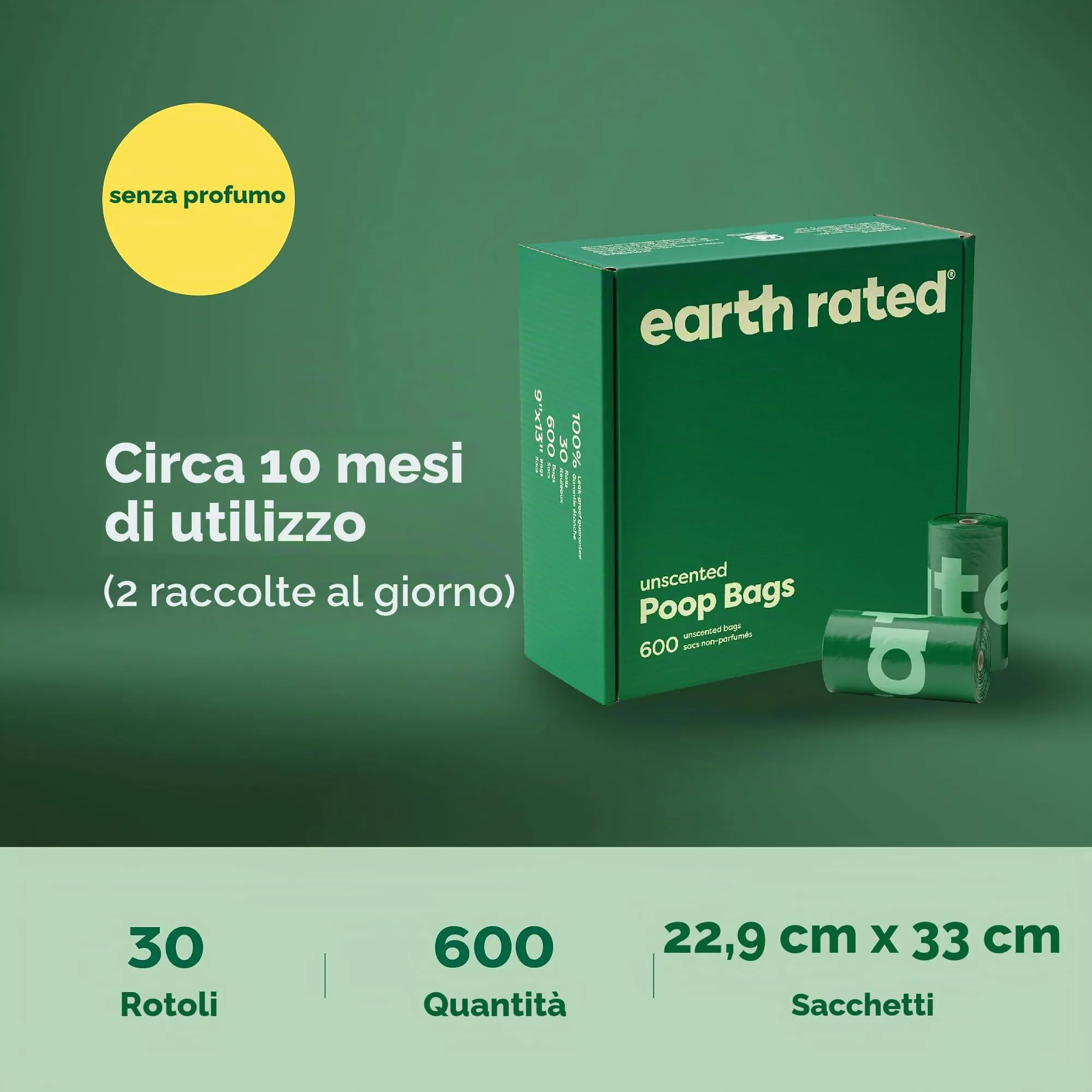 Earth Rated Sacchetti igienici per cani, senza profumo, 600 pezzi - immagine 7
