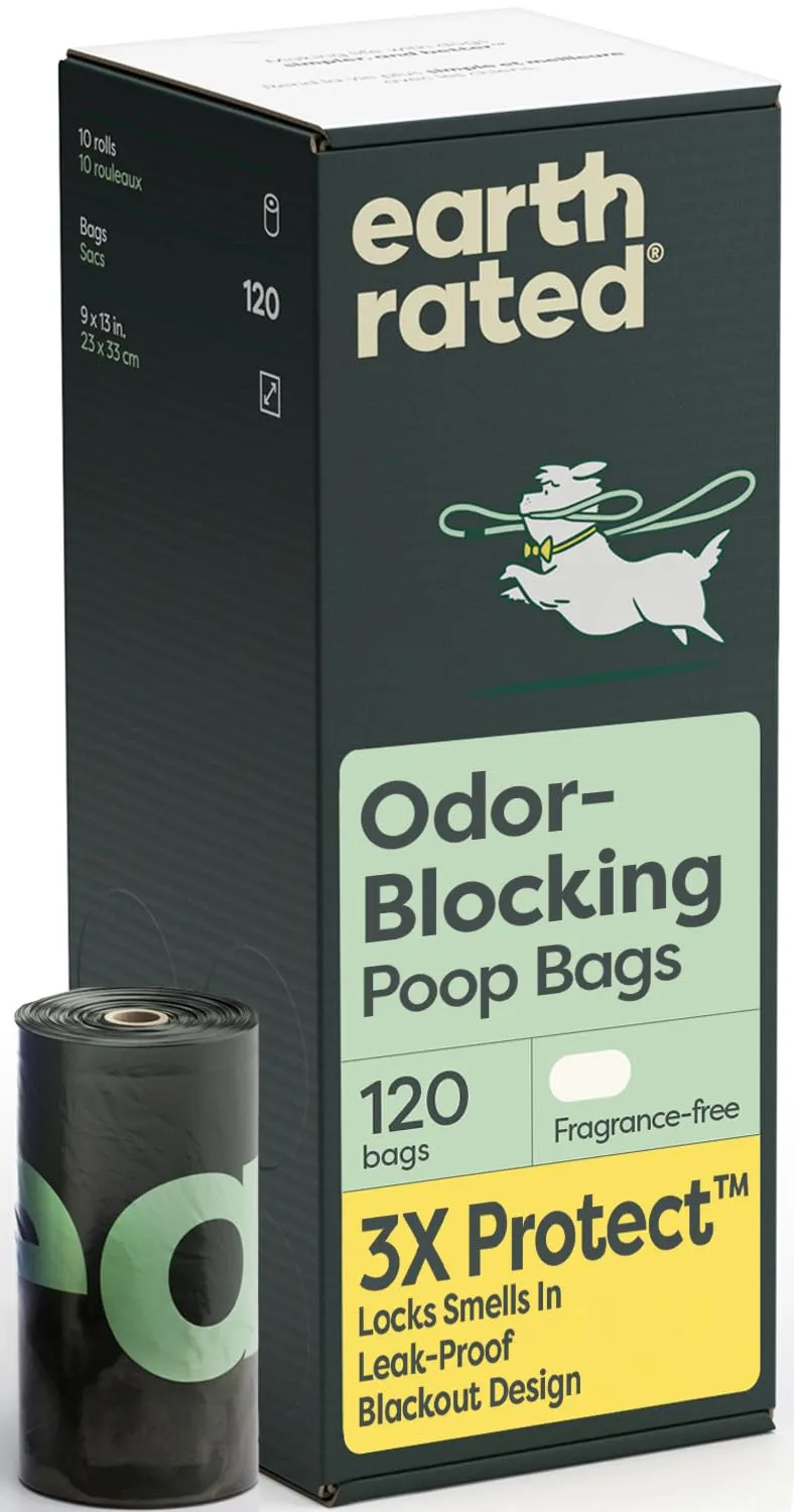 Earth Rated Sacchetti per Cane Blocca-Odori 3X Protect, Extra Spessi, Senza Profumo, 120 pezzi - immagine 1