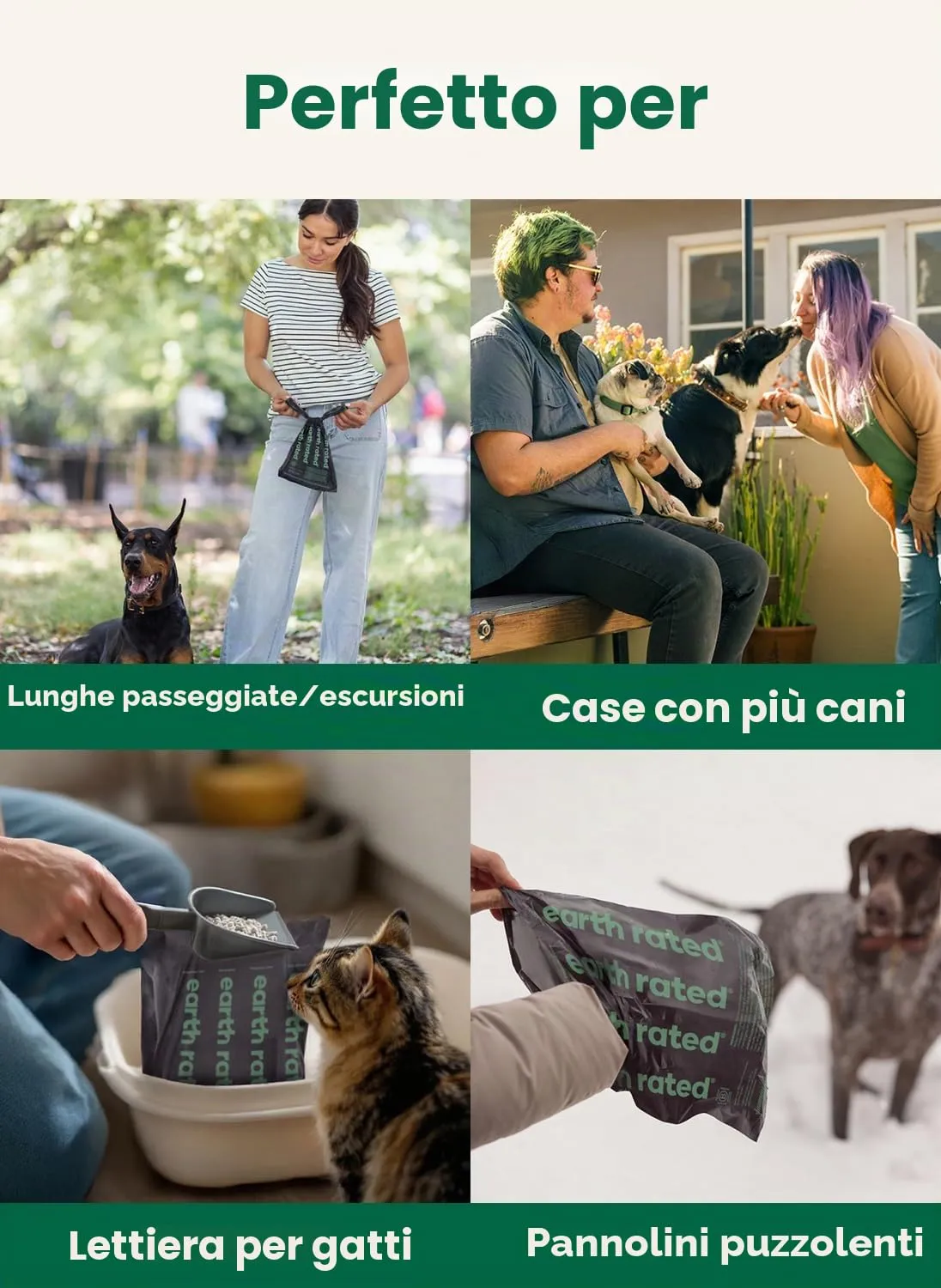 Earth Rated Sacchetti per Cane Blocca-Odori 3X Protect, Extra Spessi, Senza Profumo, 120 pezzi - immagine 3