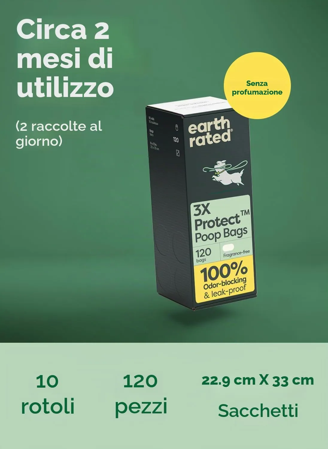 Earth Rated Sacchetti per Cane Blocca-Odori 3X Protect, Extra Spessi, Senza Profumo, 120 pezzi - immagine 6