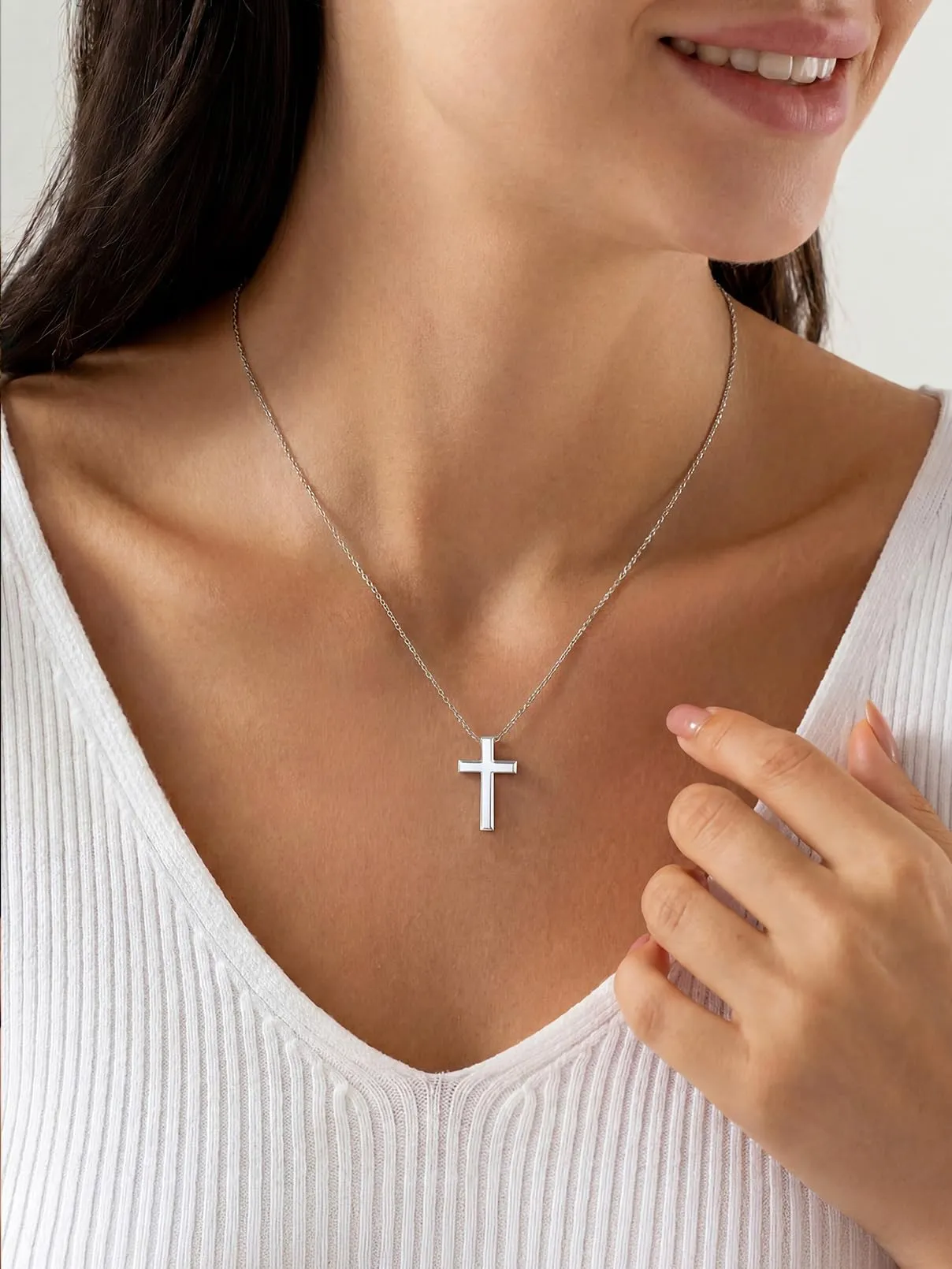 FaithHeart Collana Catenina Donna in Acciaio Inossidabile 1mm, 45cm, Colore Argento - immagine 2
