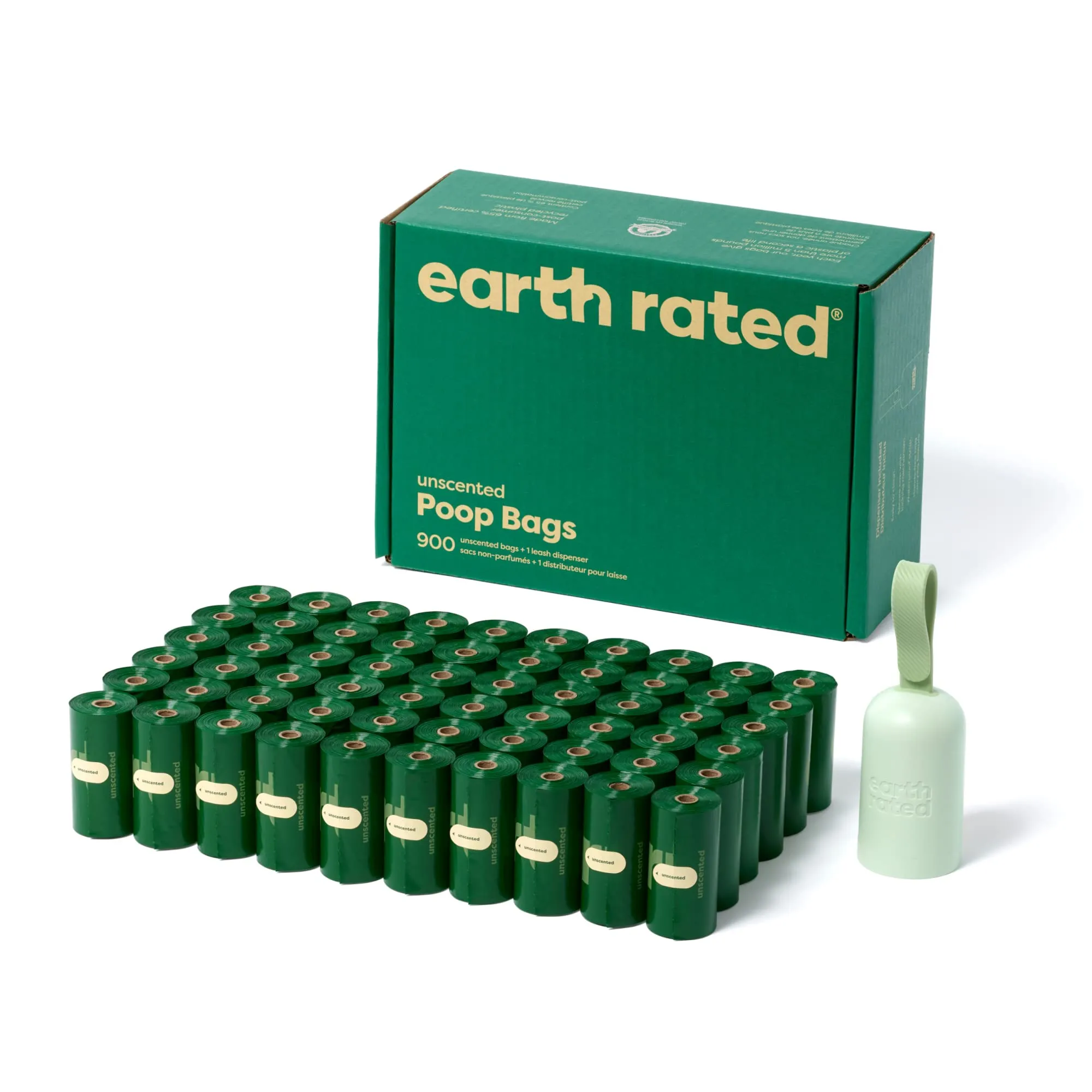 Earth Rated Dispenser per sacchetti igienici per cani, senza profumo, 1 dispenser e 900 sacchetti - immagine 1