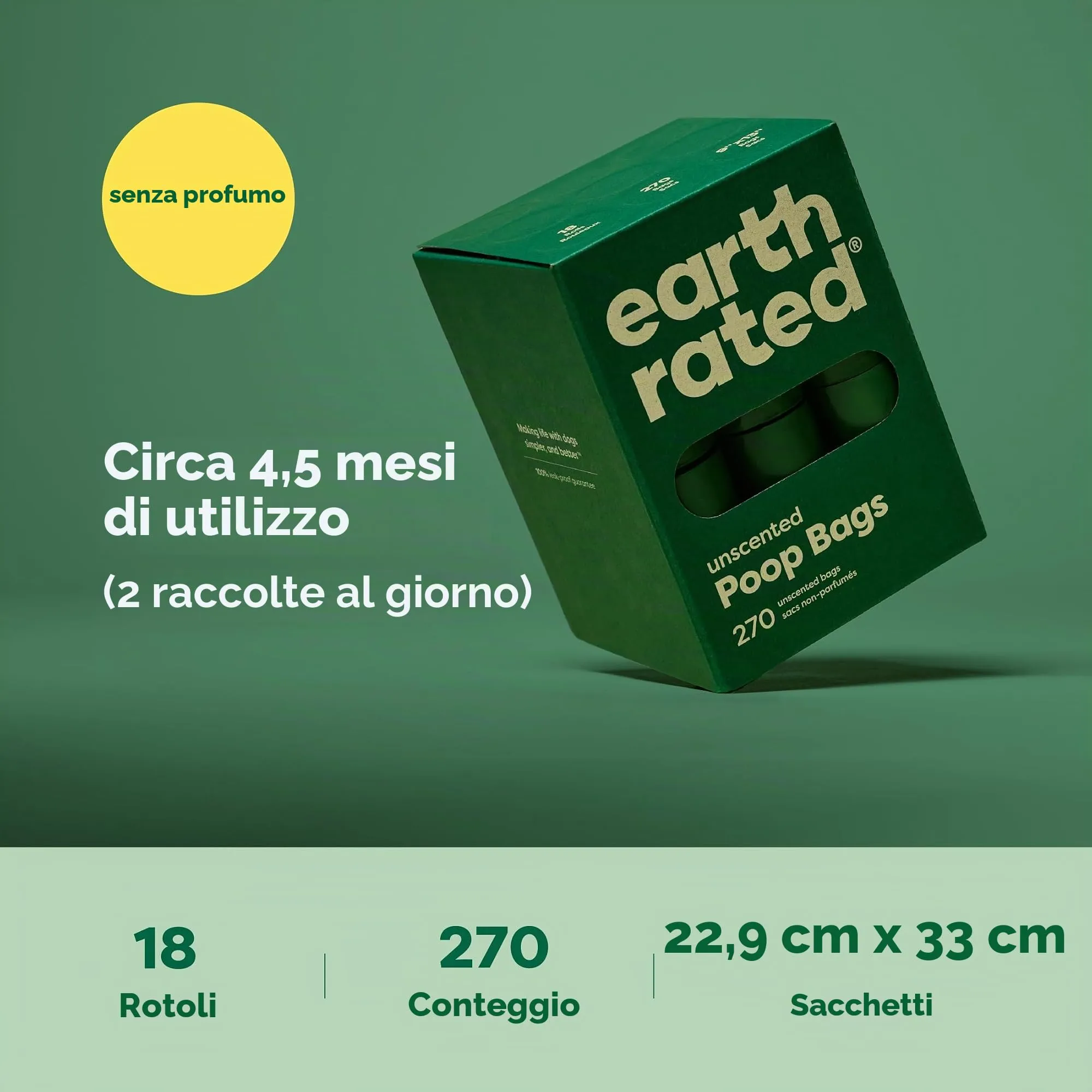 Earth Rated Sacchetti igienici per cani, senza profumo, 270 pezzi - immagine 6