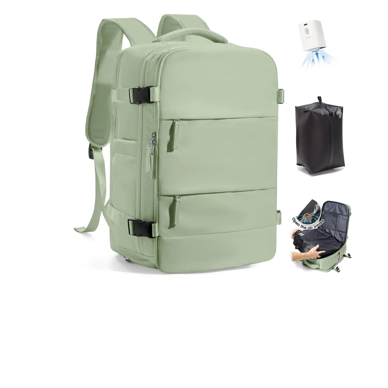 SZLX Zaino da Viaggio Sottovuoto con Pompa 40x30x20 per Ryanair e Wizzair, Impermeabile con Scomparto Laptop 14 Pollici e Scomparto per Scarpe - immagine 1