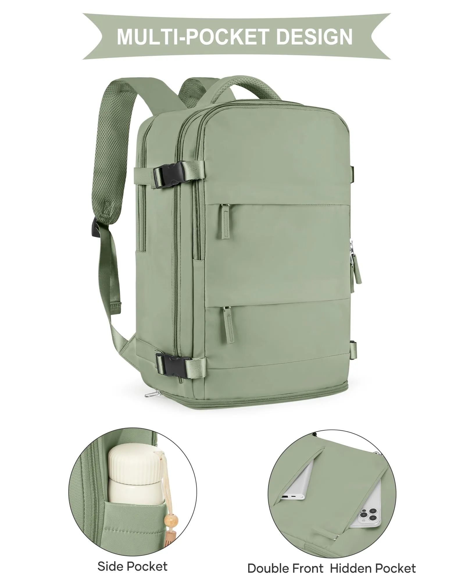 SZLX Zaino da Viaggio 40x30x20 per Ryanair e Wizzair, Impermeabile con Scomparto per Scarpe e Laptop 14 Pollici - immagine 7