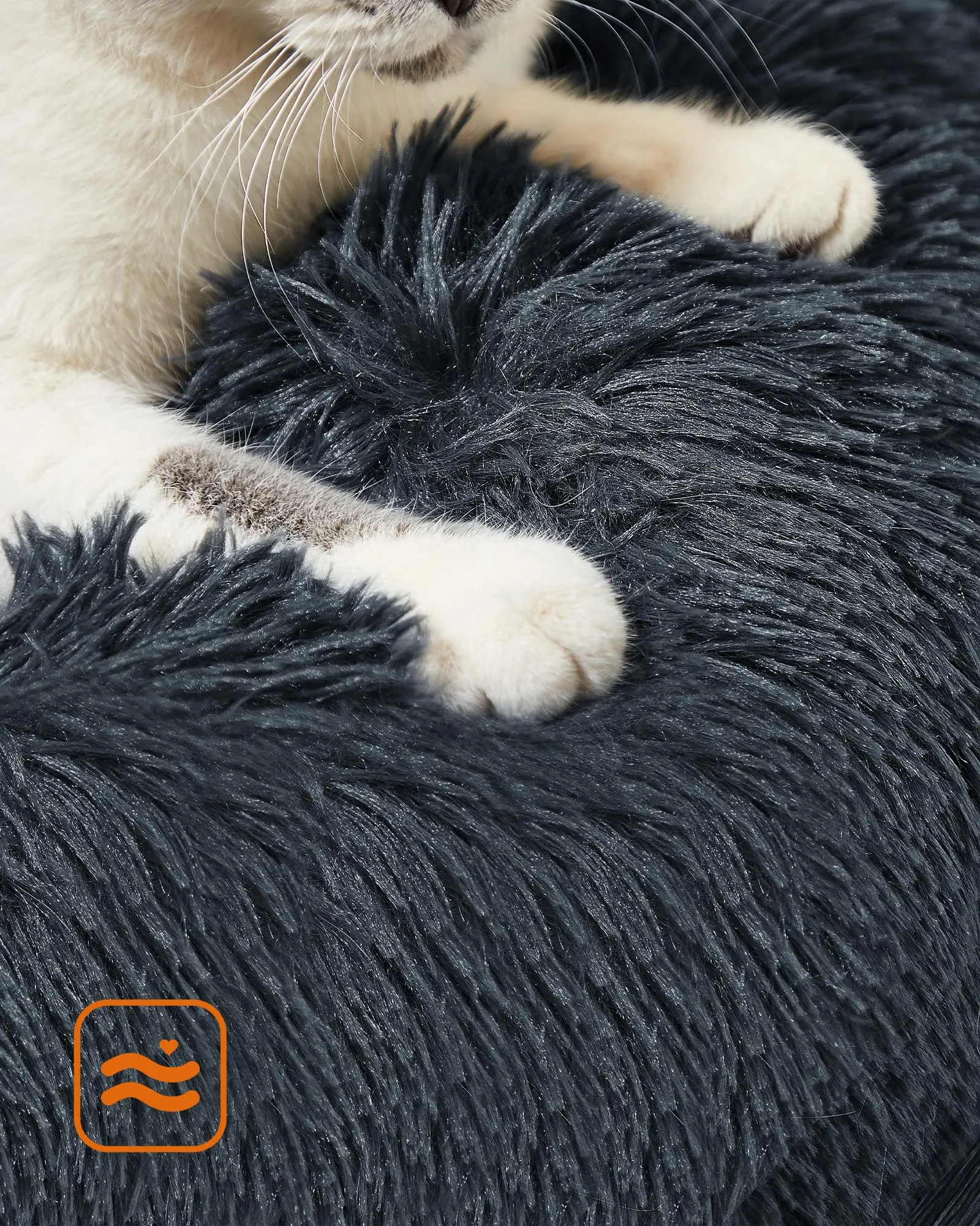 Feandrea Cuccia per Cani a Ciambella, Cuscino Sfoderabile e Lavabile, Grigio Scuro, Diametro 60 cm, PGW038G02 - immagine 3
