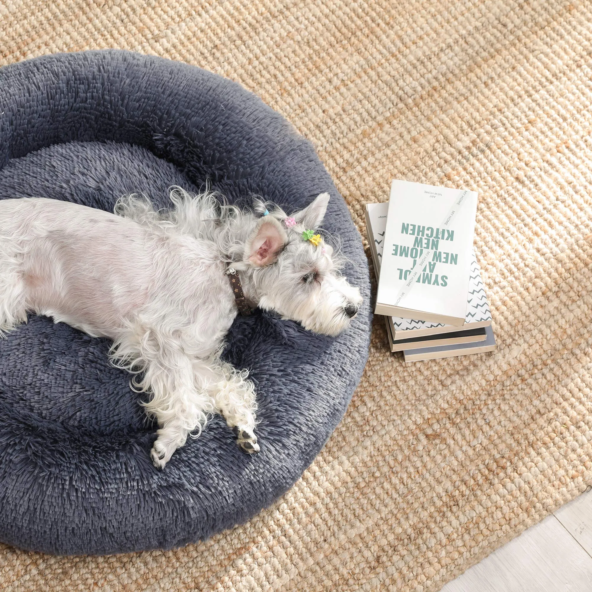 Feandrea Cuccia per Cani a Ciambella, Cuscino Sfoderabile e Lavabile, Diametro 70 cm, Grigio Scuro PGW039G02 - immagine 3