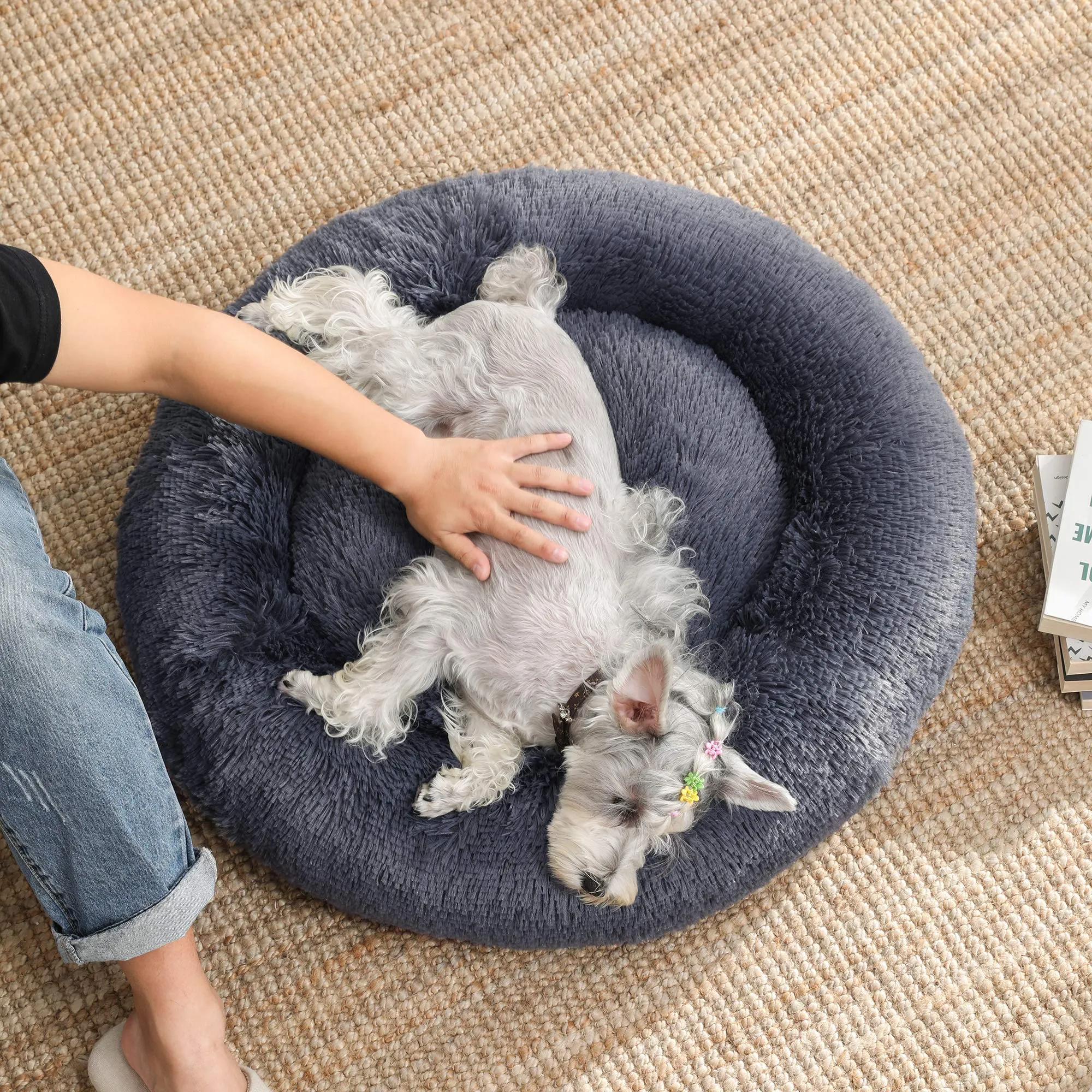 Feandrea Cuccia per Cani a Ciambella, Cuscino Sfoderabile e Lavabile, Diametro 70 cm, Grigio Scuro PGW039G02 - immagine 6