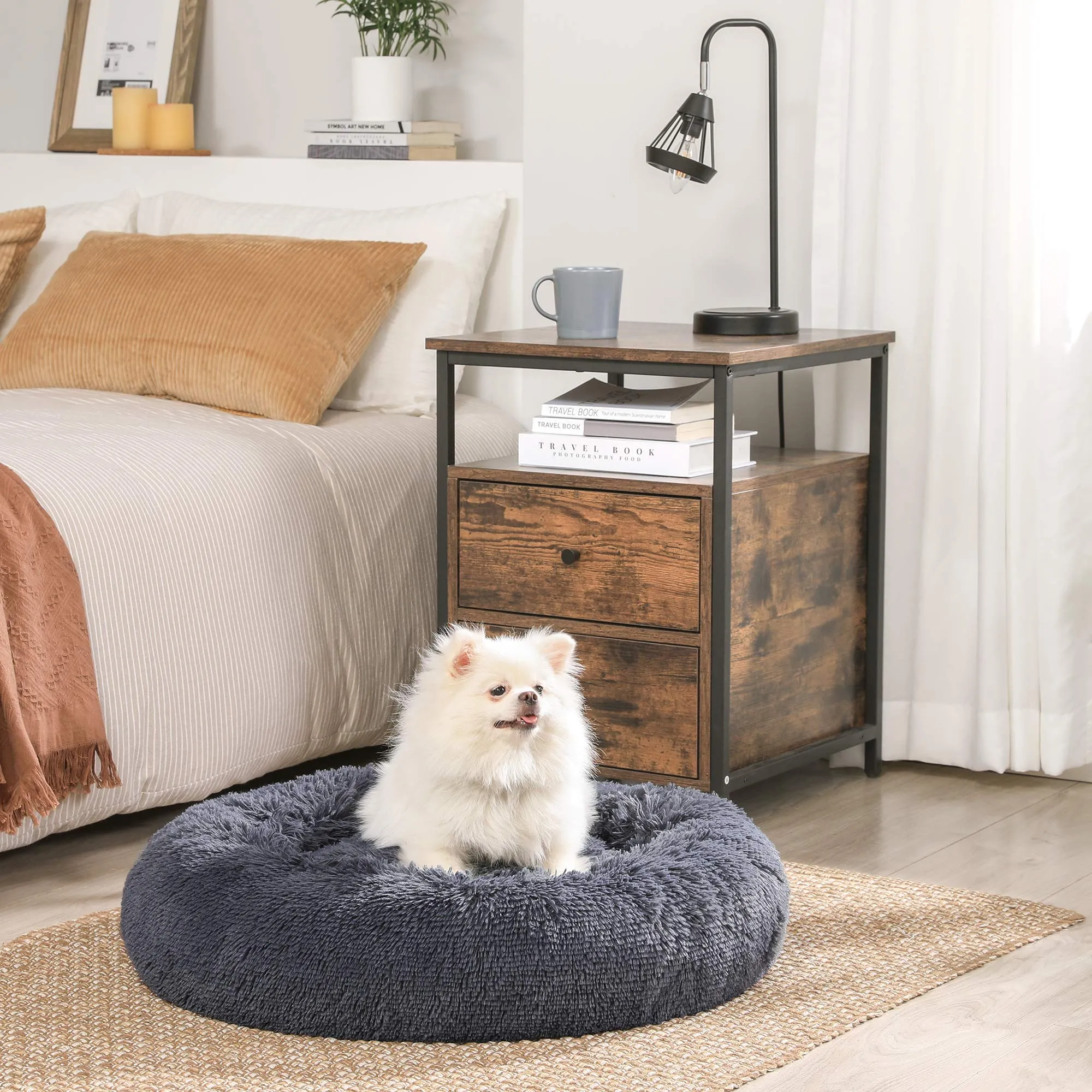 Feandrea Cuccia Cane Interno a Ciambella, Cuscino Sfoderabile e Lavabile, Diametro 50 cm, Grigio Scuro PGW037G02 - immagine 2