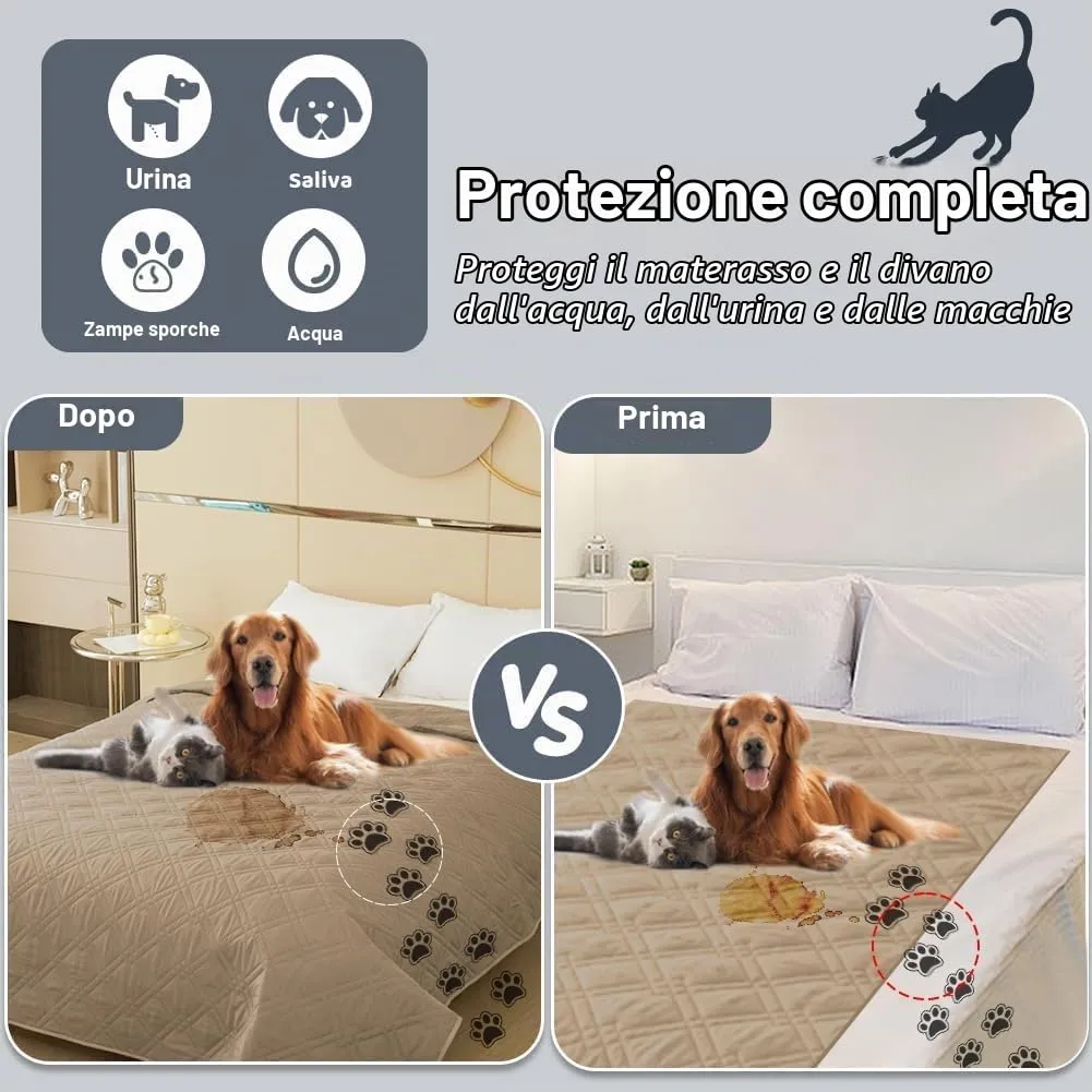 DUJUIKE Copridivano Impermeabile con Fondo Antiscivolo per Cani e Bambini, 208 x 208 cm, Cammello - immagine 7