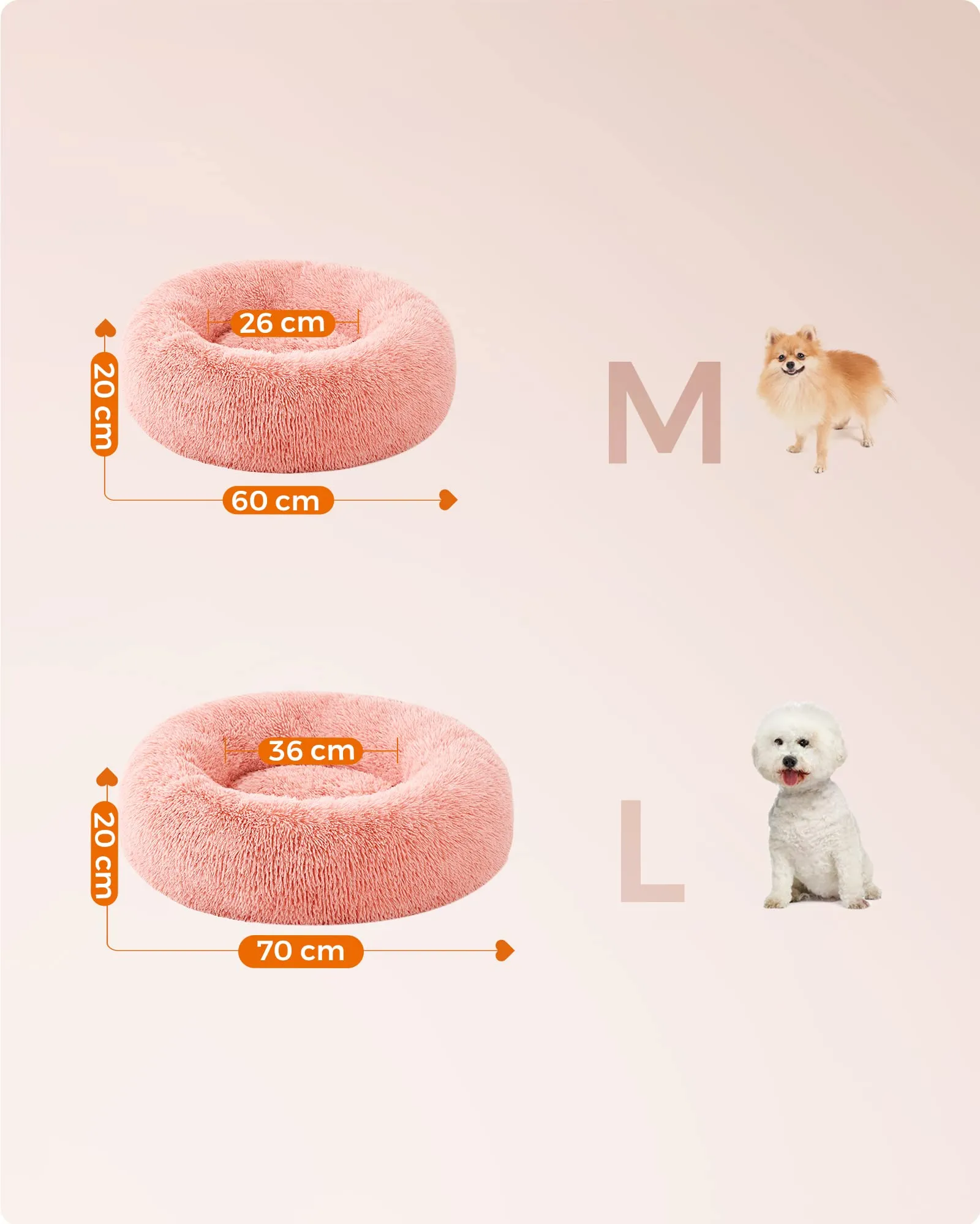 Feandrea Cuccia Cane a Ciambella Sfoderabile, Diametro 60 cm - immagine 5