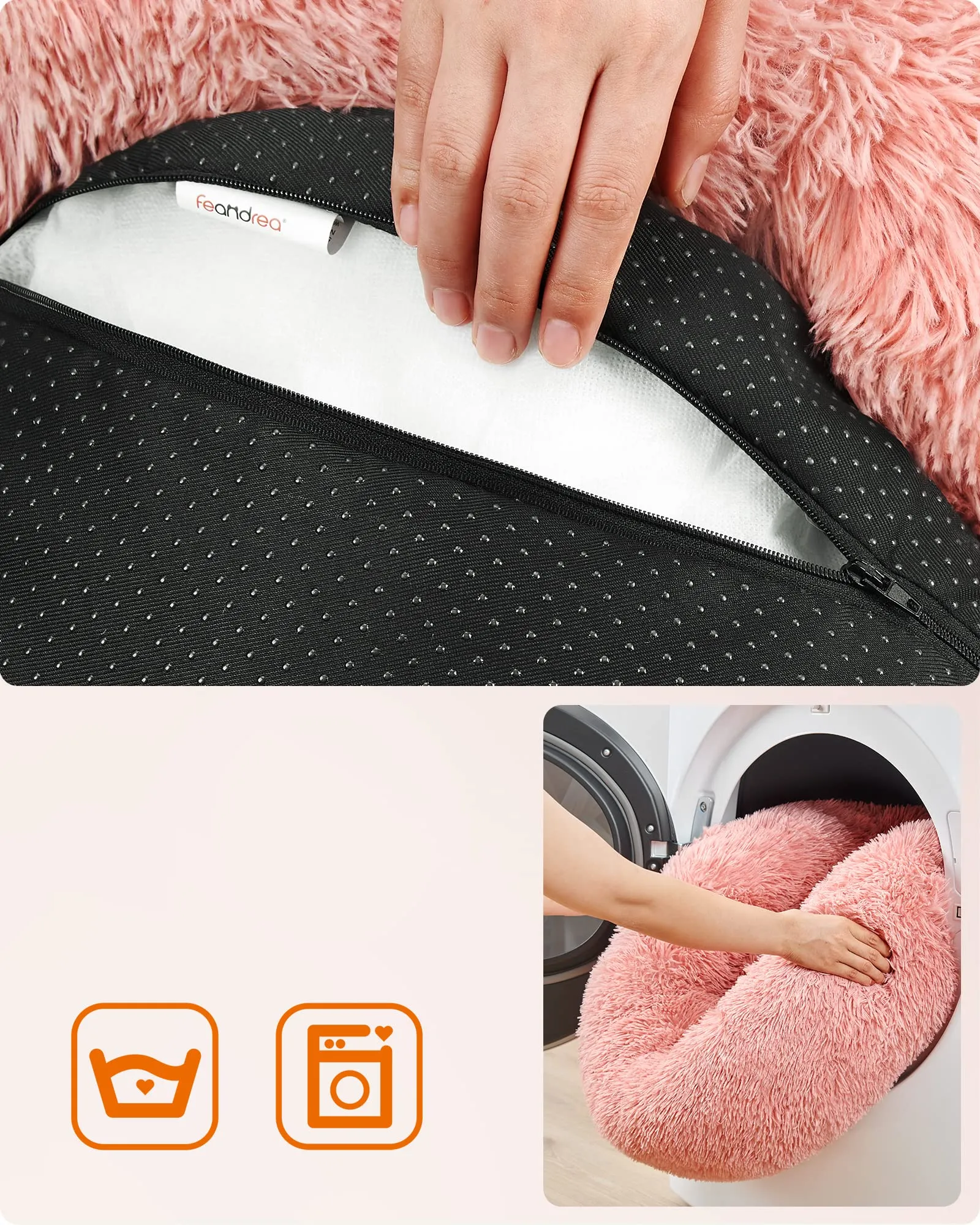 Feandrea Cuccia Cane a Ciambella Sfoderabile, Diametro 60 cm - immagine 6