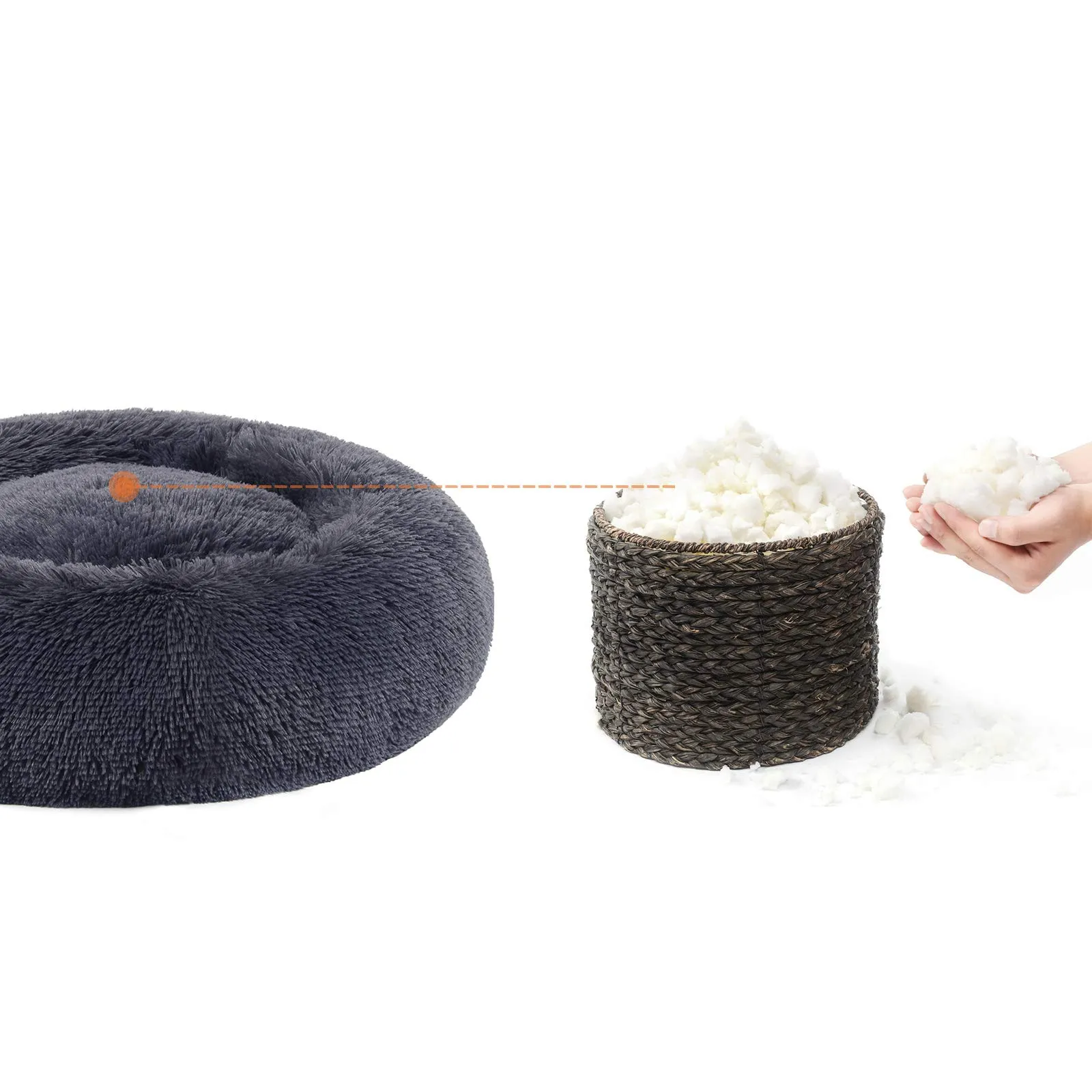 Feandrea Cuccia per Cani a Ciambella, Cuscino Sfoderabile e Lavabile, Diametro 80 cm, Grigio Scuro PGW040G02 - immagine 5