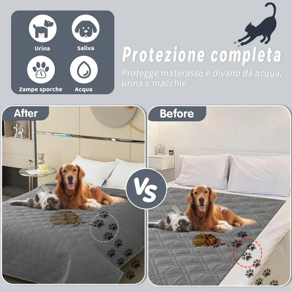 DUJUIKE Copridivano Impermeabile Antiscivolo per Cani e Bambini, 208 x 208 cm, Grigio - immagine 7