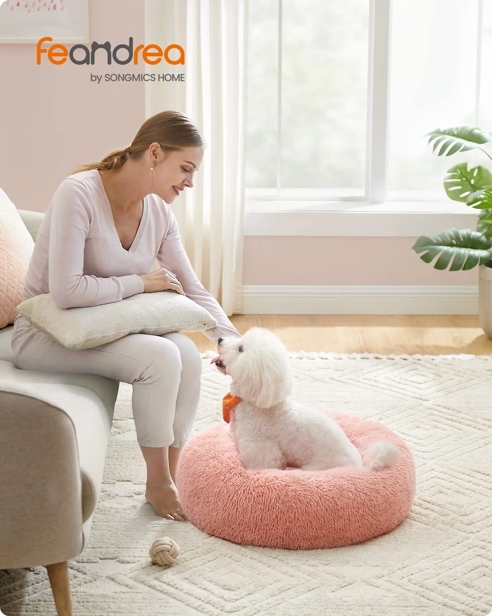 Feandrea Cuccia Cane a Ciambella in Peluche, Diametro 70 cm - immagine 2