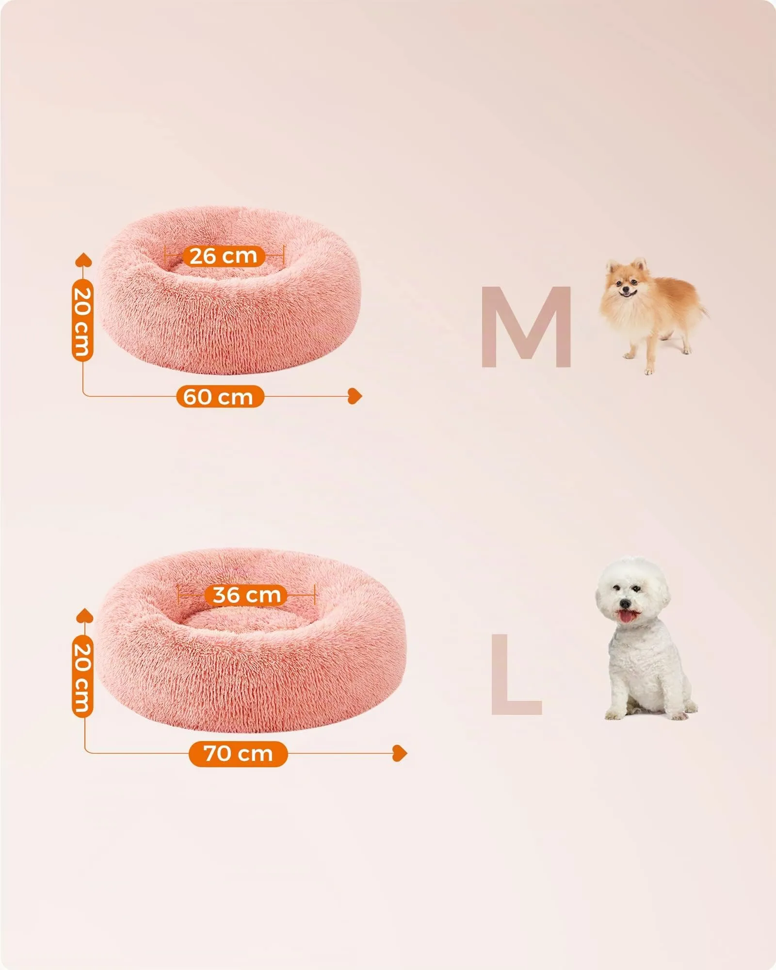 Feandrea Cuccia Cane a Ciambella in Peluche, Diametro 70 cm - immagine 5