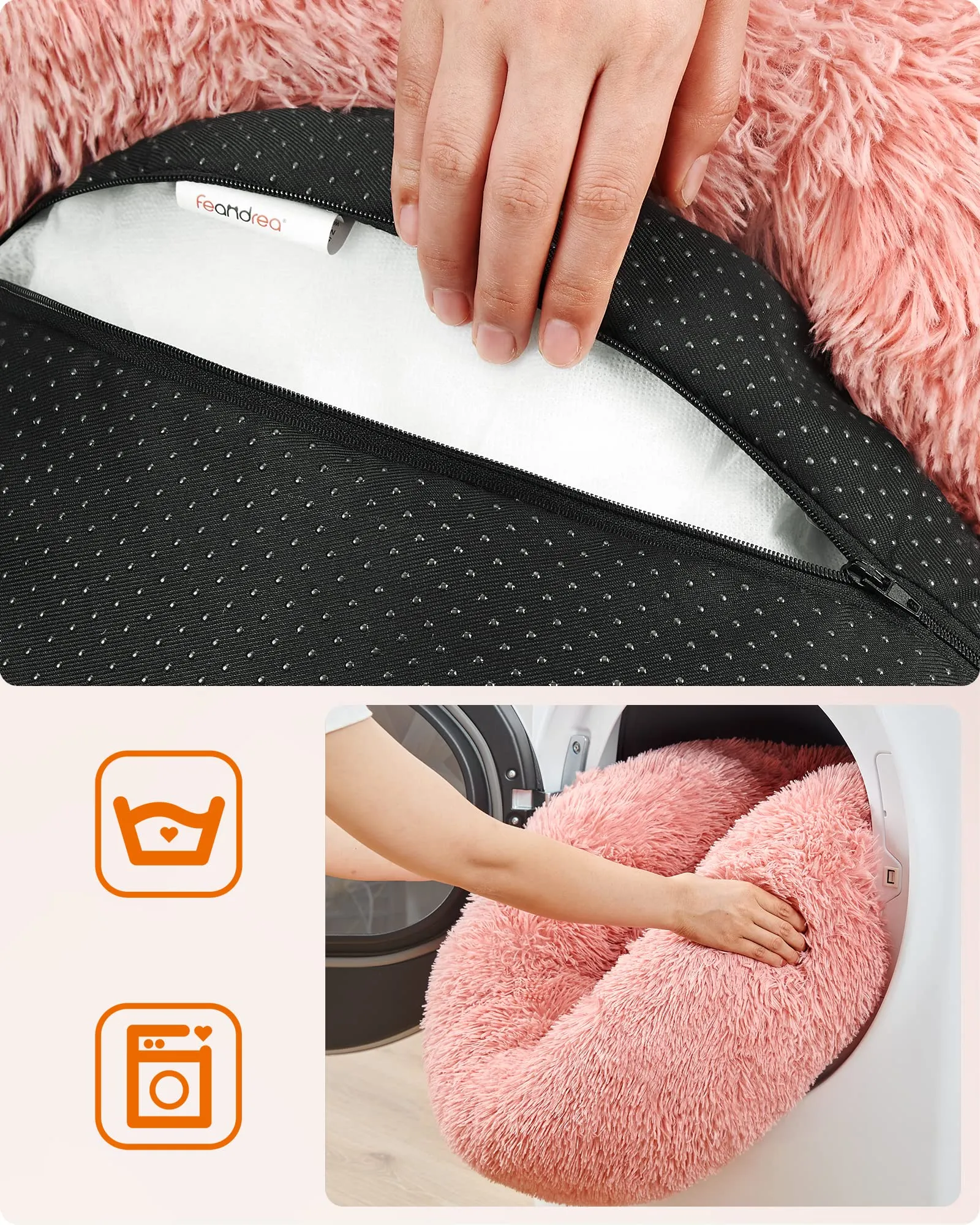 Feandrea Cuccia Cane a Ciambella in Peluche, Diametro 70 cm - immagine 7
