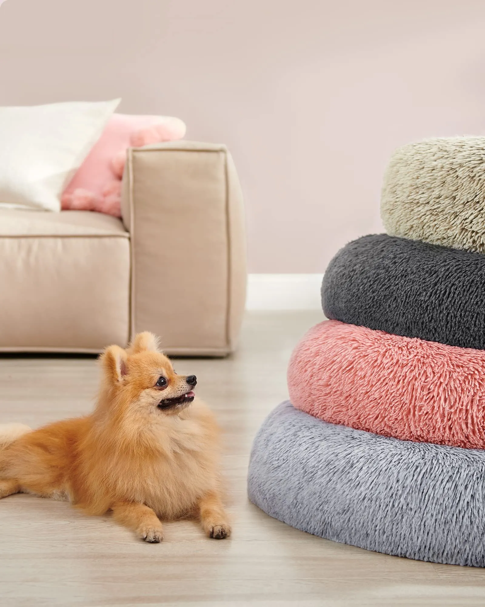 Feandrea Cuccia Cane a Ciambella in Peluche, Diametro 70 cm - immagine 8