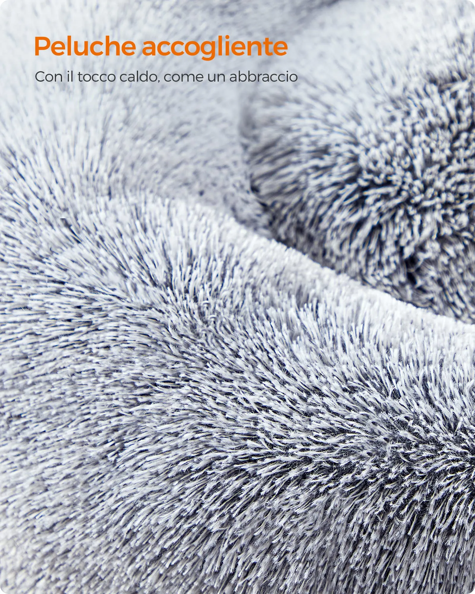 Feandrea Cuccia per Cani a Ciambella, Cuscino Sfoderabile e Lavabile, Grigio Ombré, Diametro 60 cm, PGW038G01 - immagine 4
