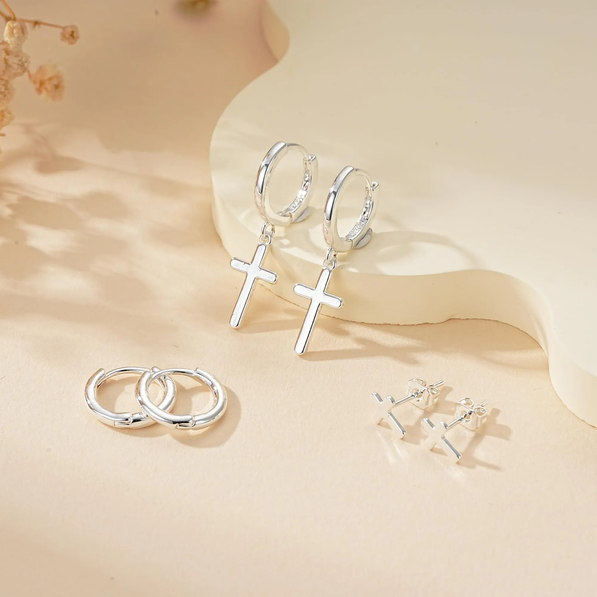 Rajputana Set di 3 Paia di Orecchini a Cerchio in Argento con Zirconi RIV001 - immagine 5