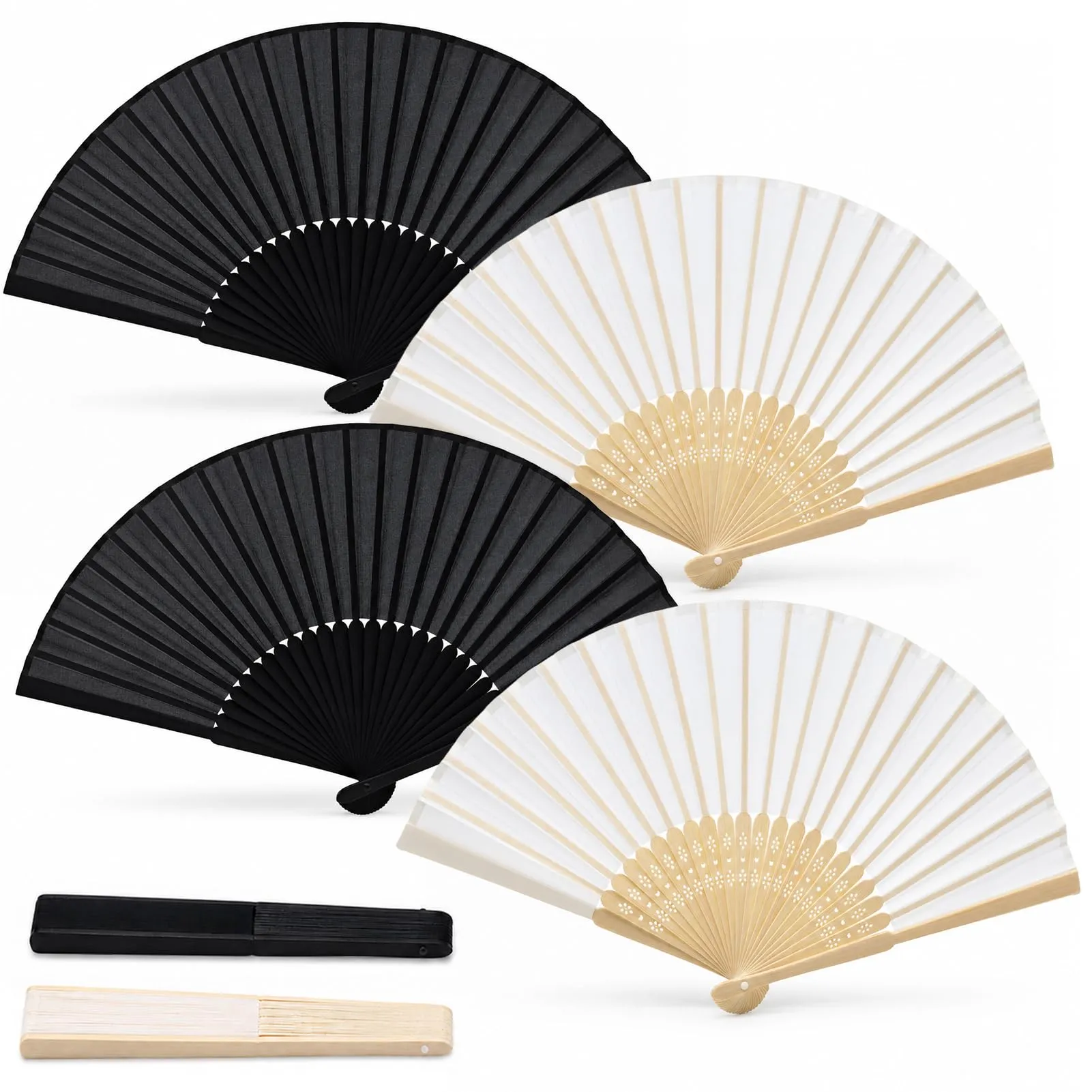 Ourdort Ventaglio Pieghevole, 2 Nero e 2 Bianco, Set da 4 Pezzi - immagine 1