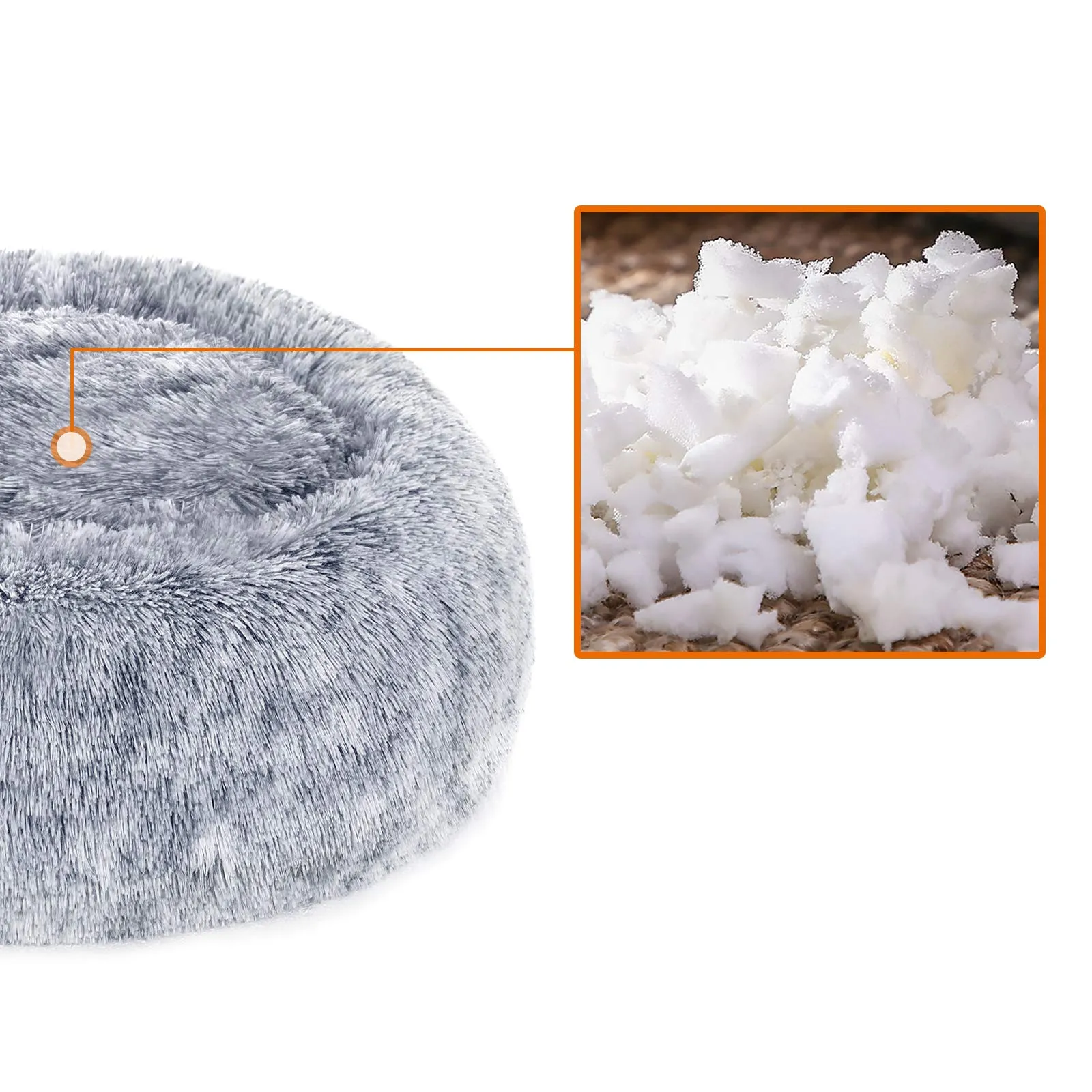 Feandrea Cuccia Cane a Ciambella, Cuscino Sfoderabile e Lavabile in Peluche, Diametro 50 cm, Grigio Ombré PGW037G01 - immagine 6