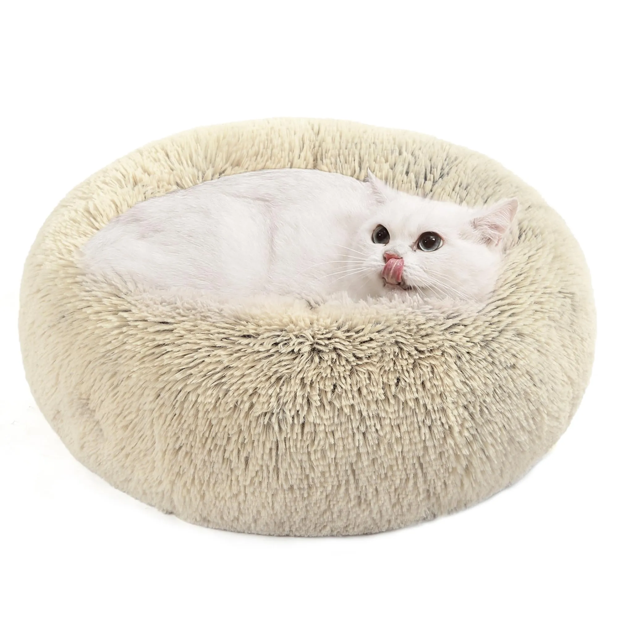 Feandrea Cuccia a Ciambella per Cani e Gatti, Cuscino Sfoderabile e Lavabile, Diametro 50 cm, Cachi Ombré PGW037S01 - immagine 1