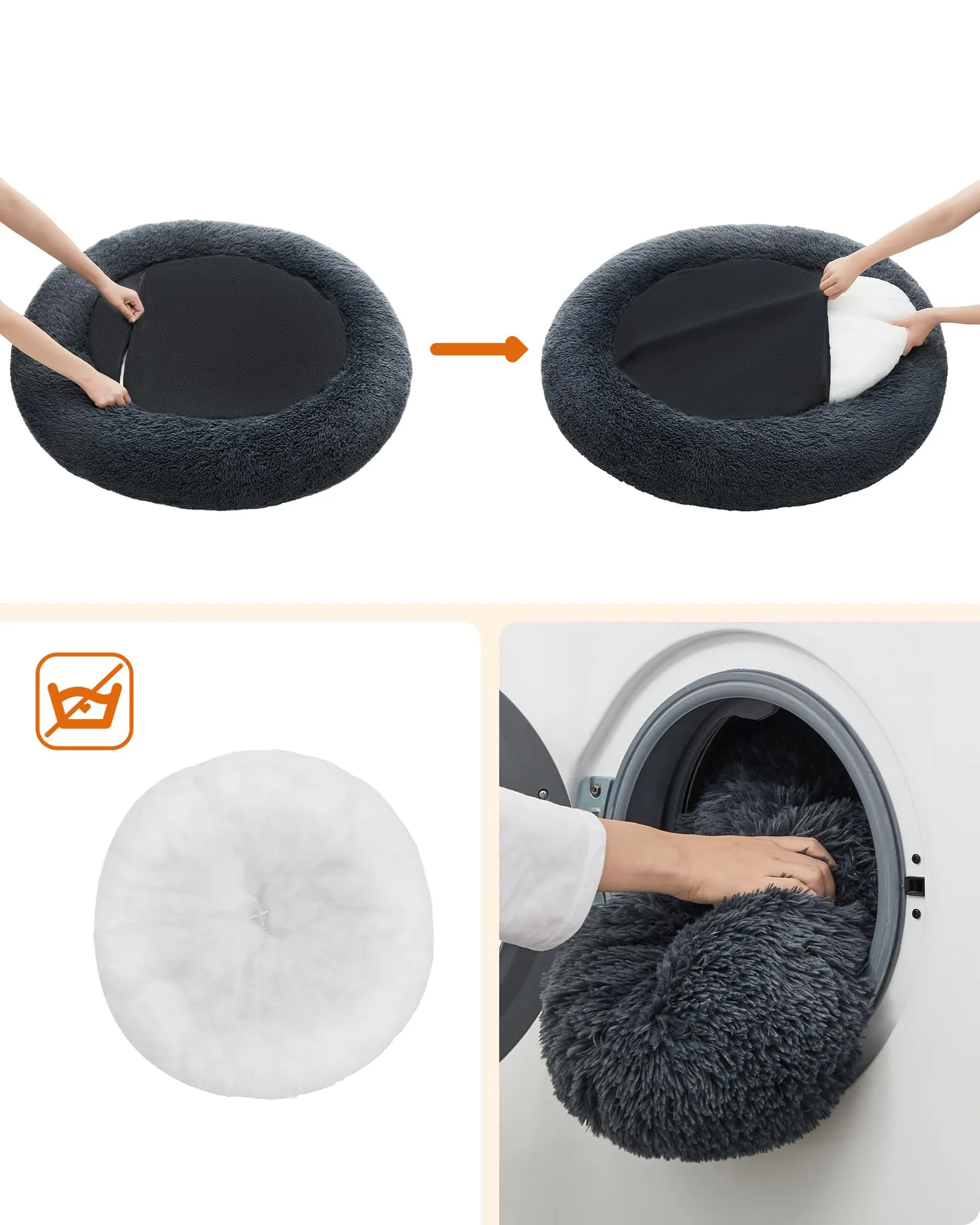 Feandrea Cuccia Cane a Ciambella, Grigio Scuro, 100 cm - immagine 6