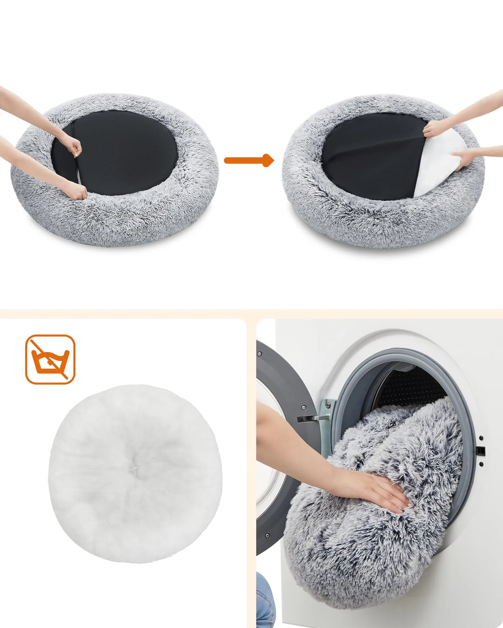 Feandrea Cuccia Cane a Ciambella, Grigio Ombré, Diametro 100 cm - immagine 5