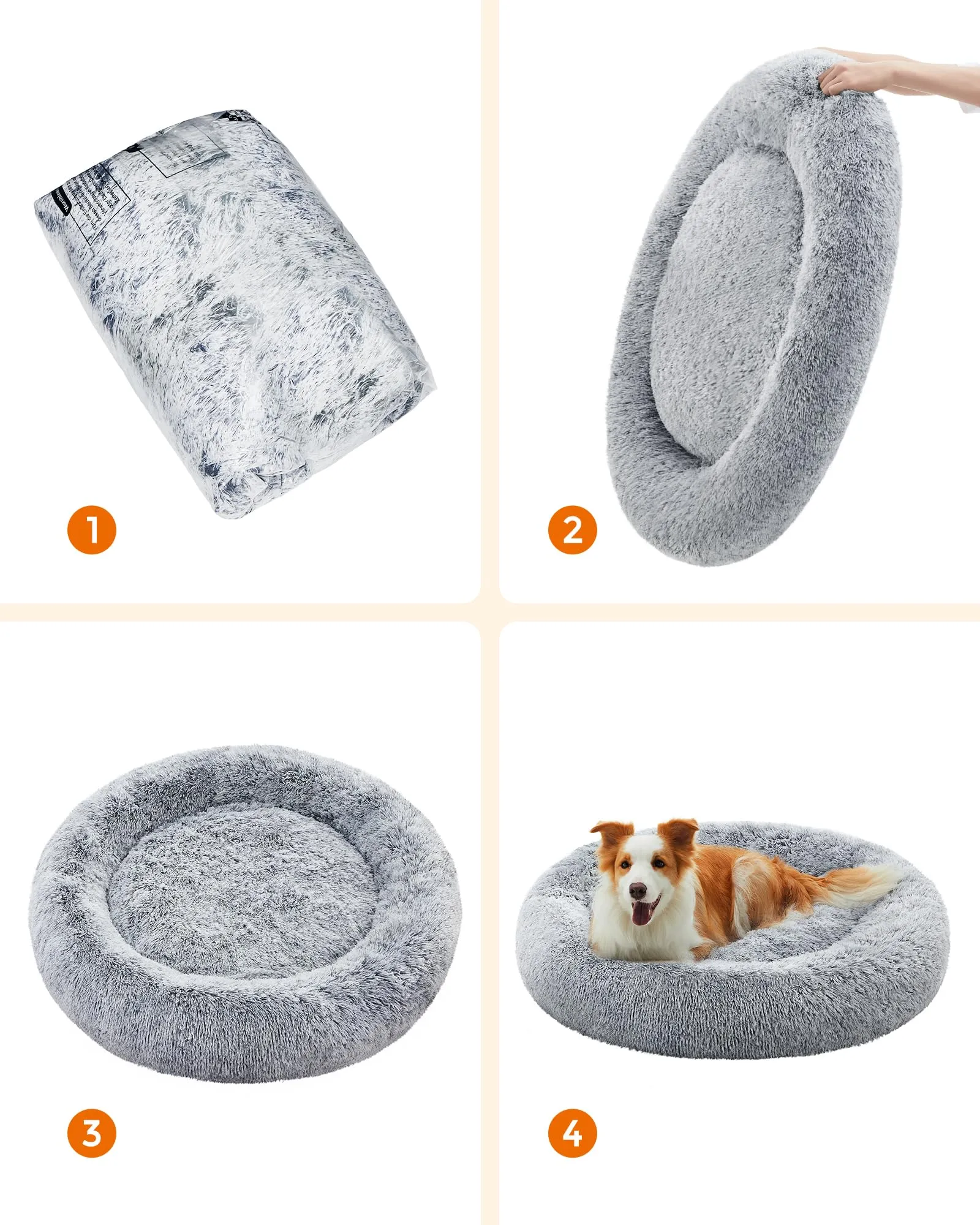 Feandrea Cuccia Cane a Ciambella, Grigio Ombré, Diametro 100 cm - immagine 6