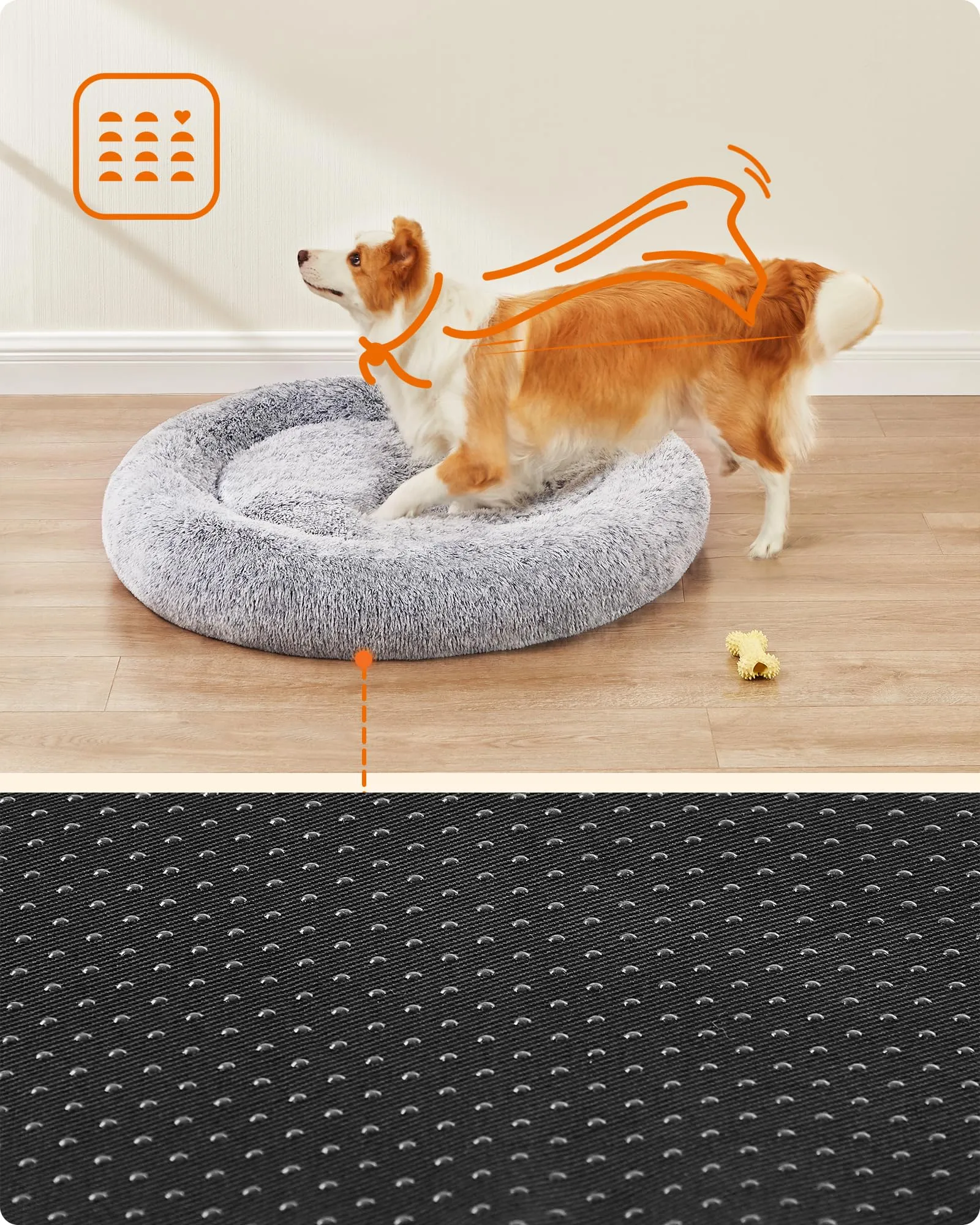 Feandrea Cuccia Cane a Ciambella, Grigio Ombré, Diametro 100 cm - immagine 8