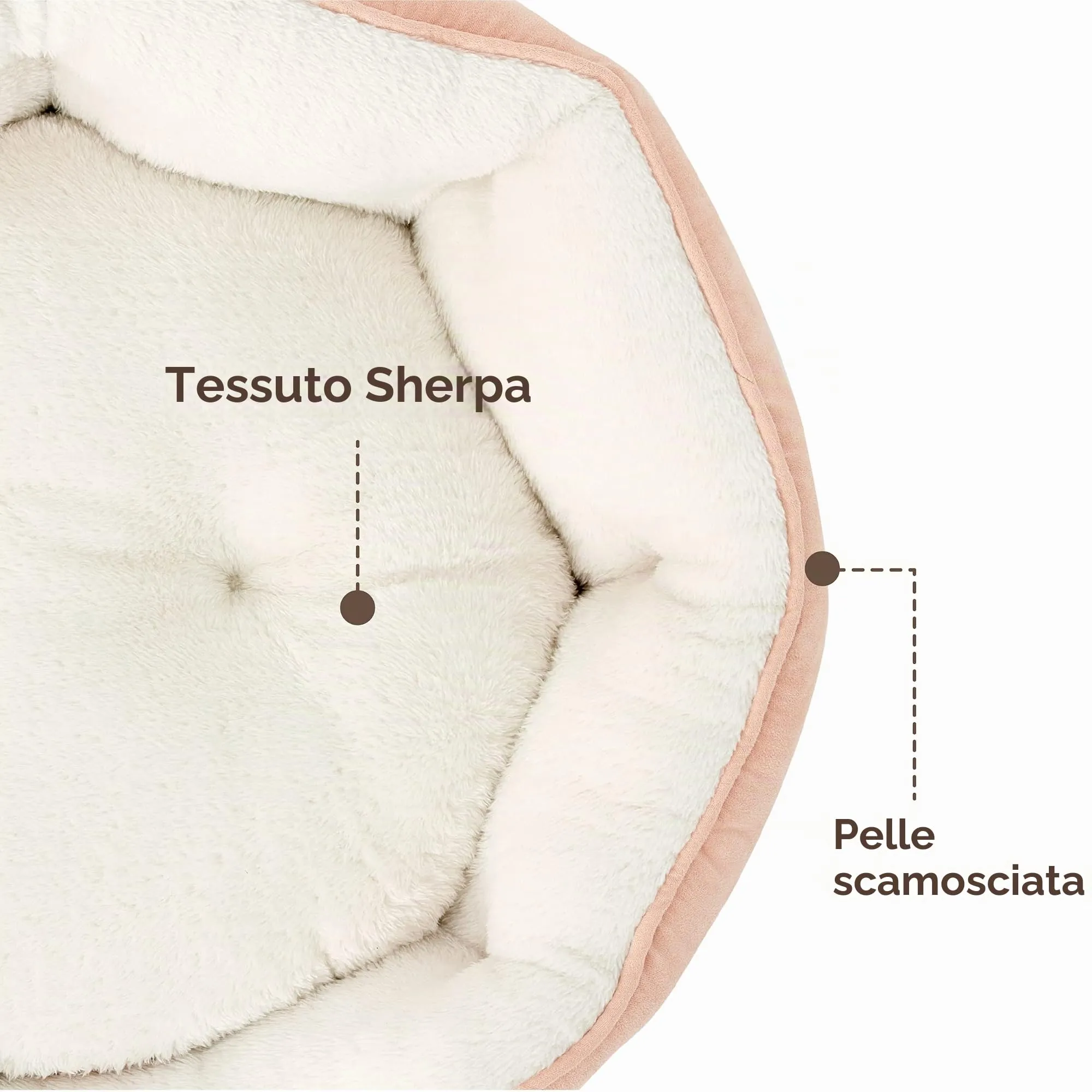 Bedsure Letto per Cani e Gatti Rotondo, Lavabile, Fondo Antiscivolo, Rosa, 51 x 48 x 15cm - immagine 4