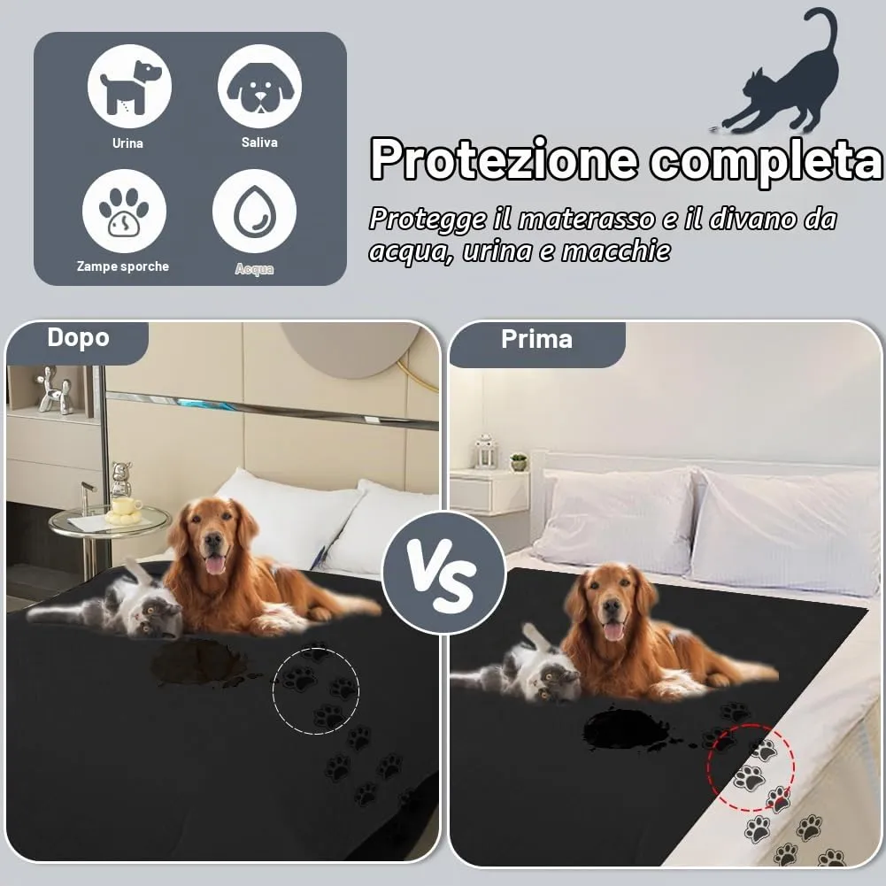 DUJUIKE Copridivano Impermeabile Antiscivolo per Cani e Bambini, Nero, 173 x 208 cm - immagine 7