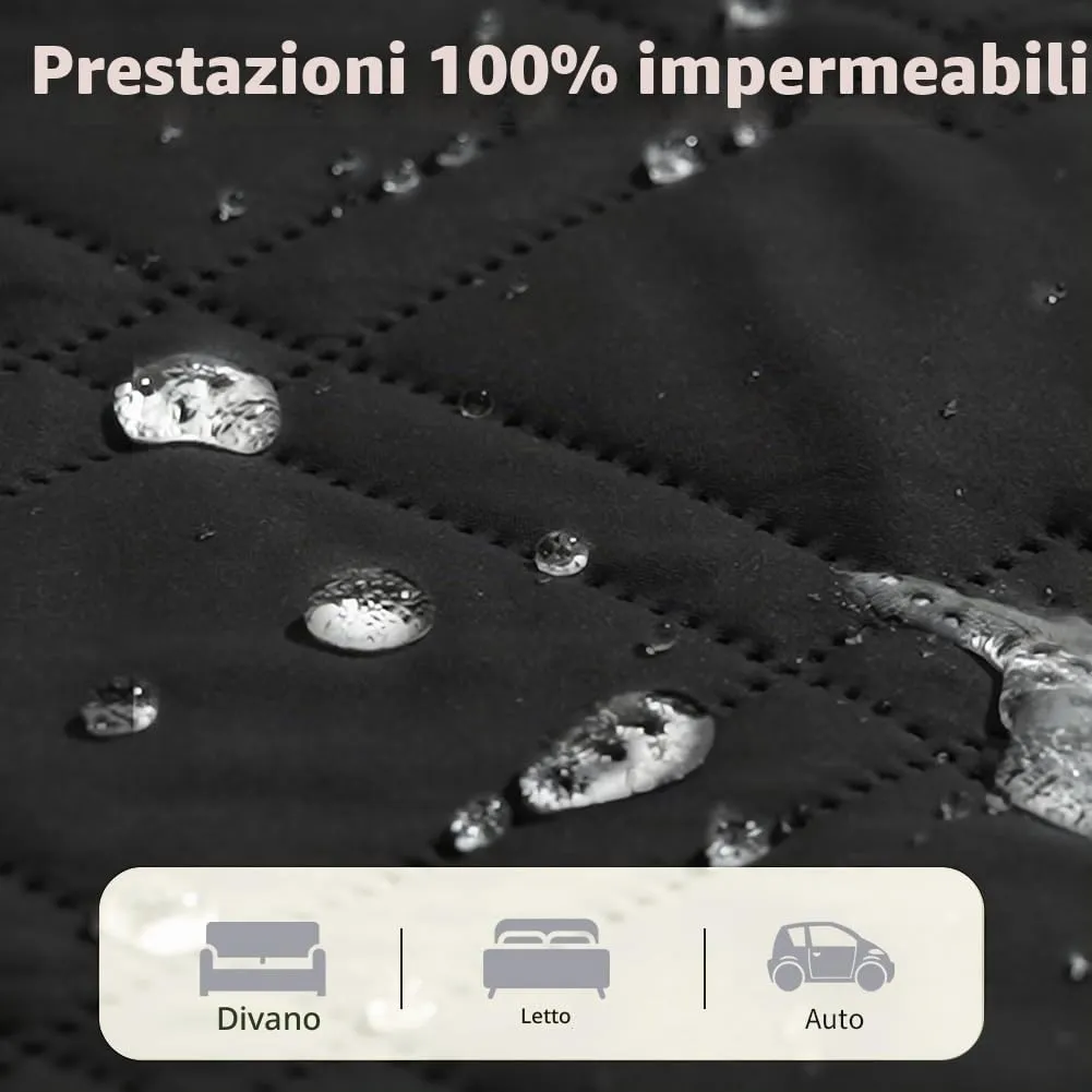 DUJUIKE Copridivano Impermeabile Antiscivolo per Cani e Bambini, 3 Posti (Nero, 132 x 208 cm) - immagine 3