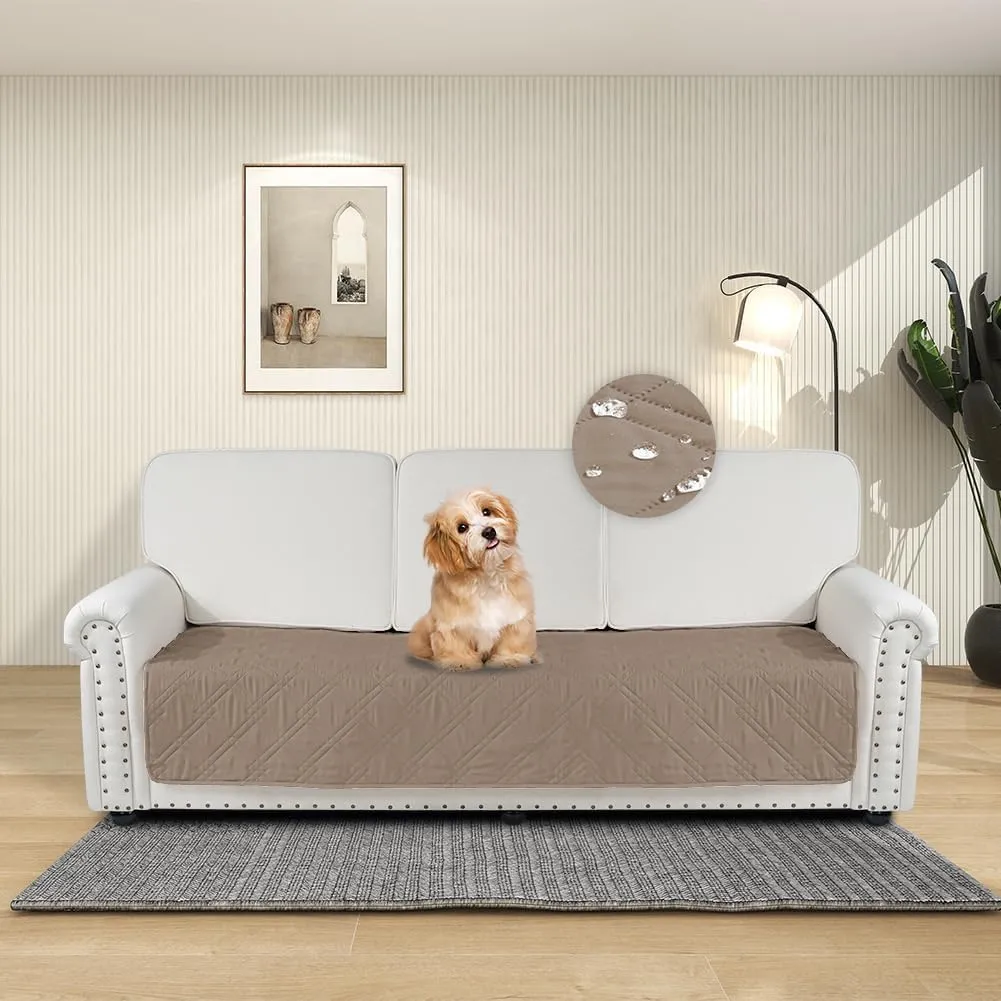 DUJUIKE Copridivano Impermeabile con Fondo Antiscivolo per Cani e Bambini, 3 Posti (Cammello, 76 x 180 cm) - immagine 1