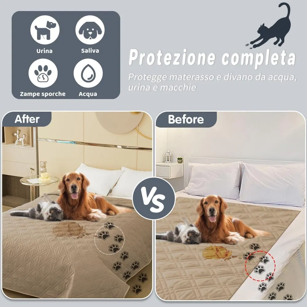 DUJUIKE Copridivano Impermeabile Antiscivolo per Cani e Bambini, 132 x 208 cm, Cammello - immagine 7