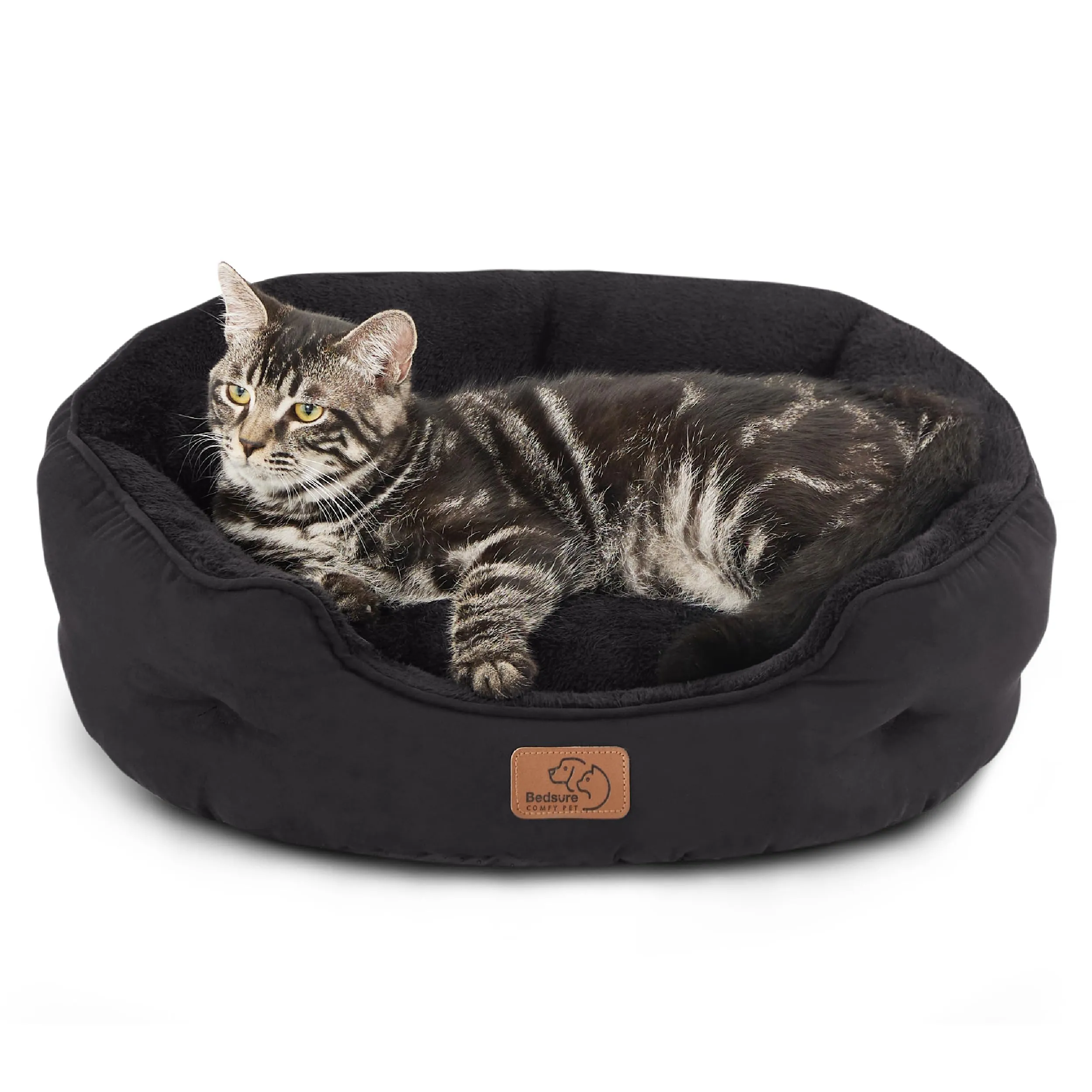 Bedsure Letto per Cani Piccoli e Gatti, Rotondo con Fondo Antiscivolo, Lavabile, Nero - immagine 7