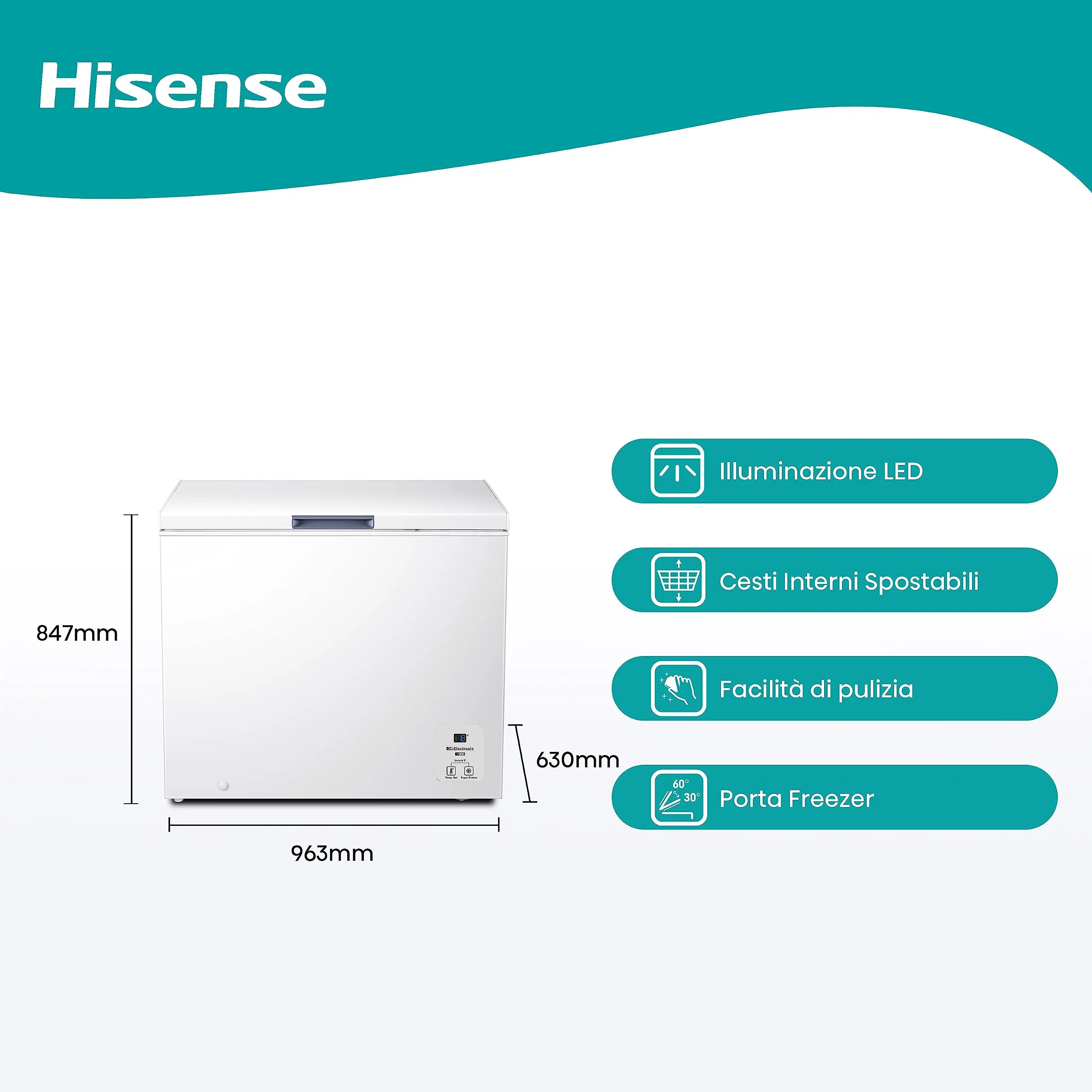 Hisense FC321D4AWLE Congelatore a Pozzo 248 L, Bianco - immagine 2