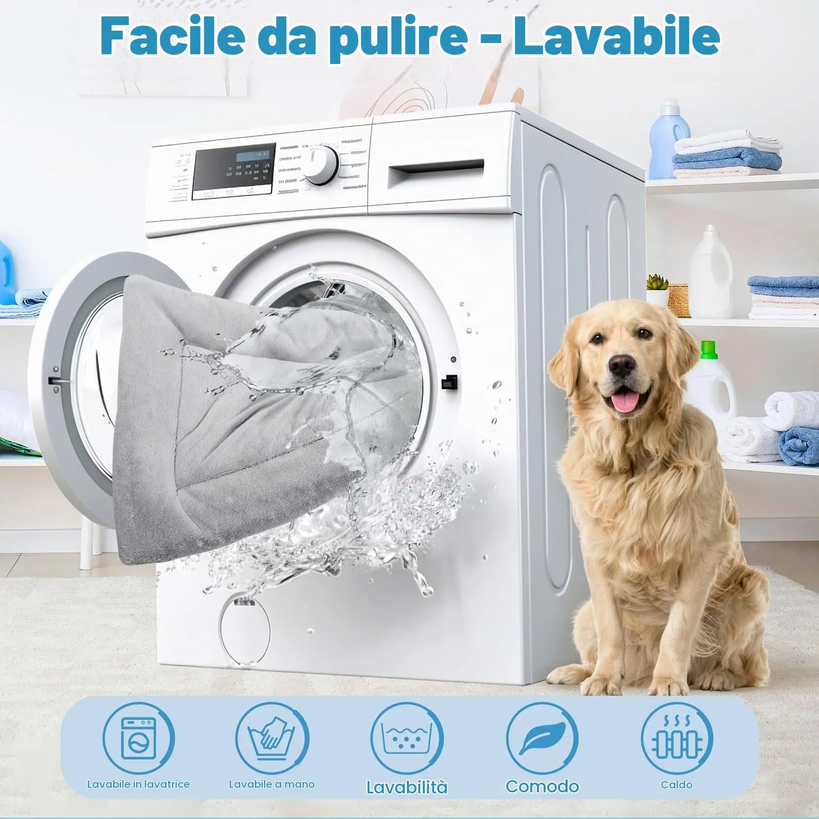 BaoDan Cuccia Cane Interno Taglia Grande, Cuscino Lavabile, 106x71 cm, Grigio - immagine 5