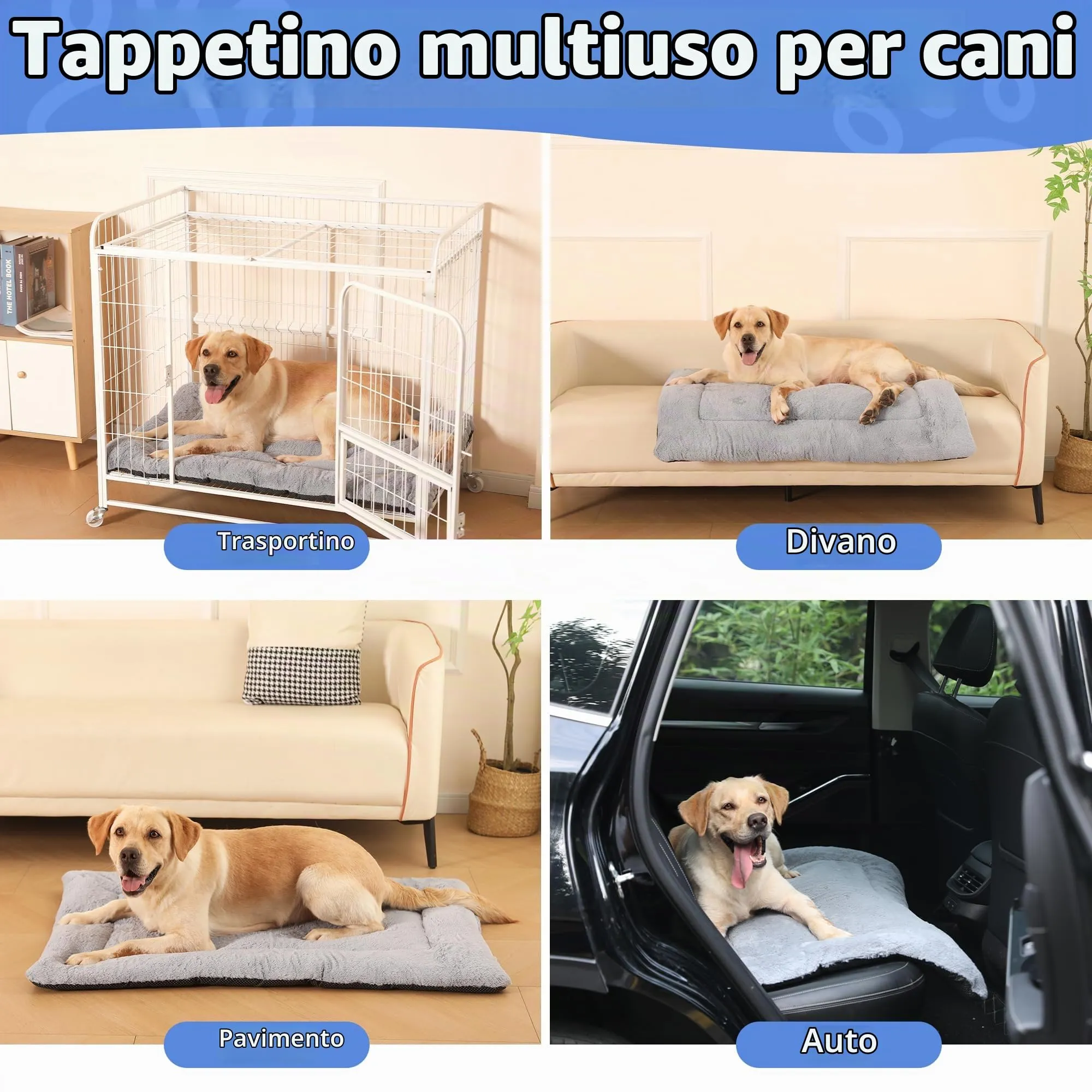 BaoDan Cuccia Cane Interno Taglia Grande, Cuscino Lavabile, 106x71 cm, Grigio - immagine 8