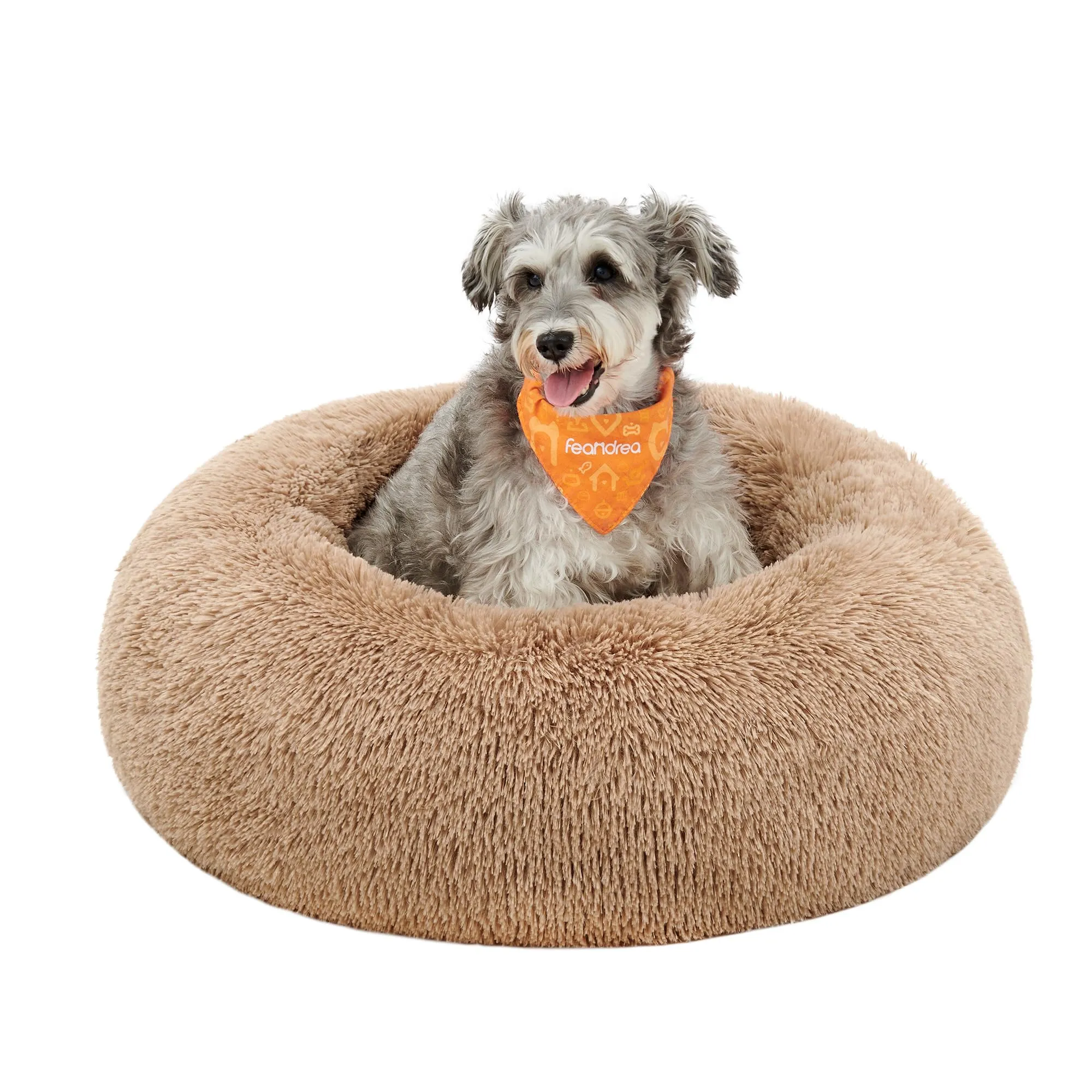 Feandrea Cuccia per Cani a Ciambella, Cuscino Sfoderabile e Lavabile, Diametro 70 cm, Marrone Cammello PGW039K01 - immagine 1