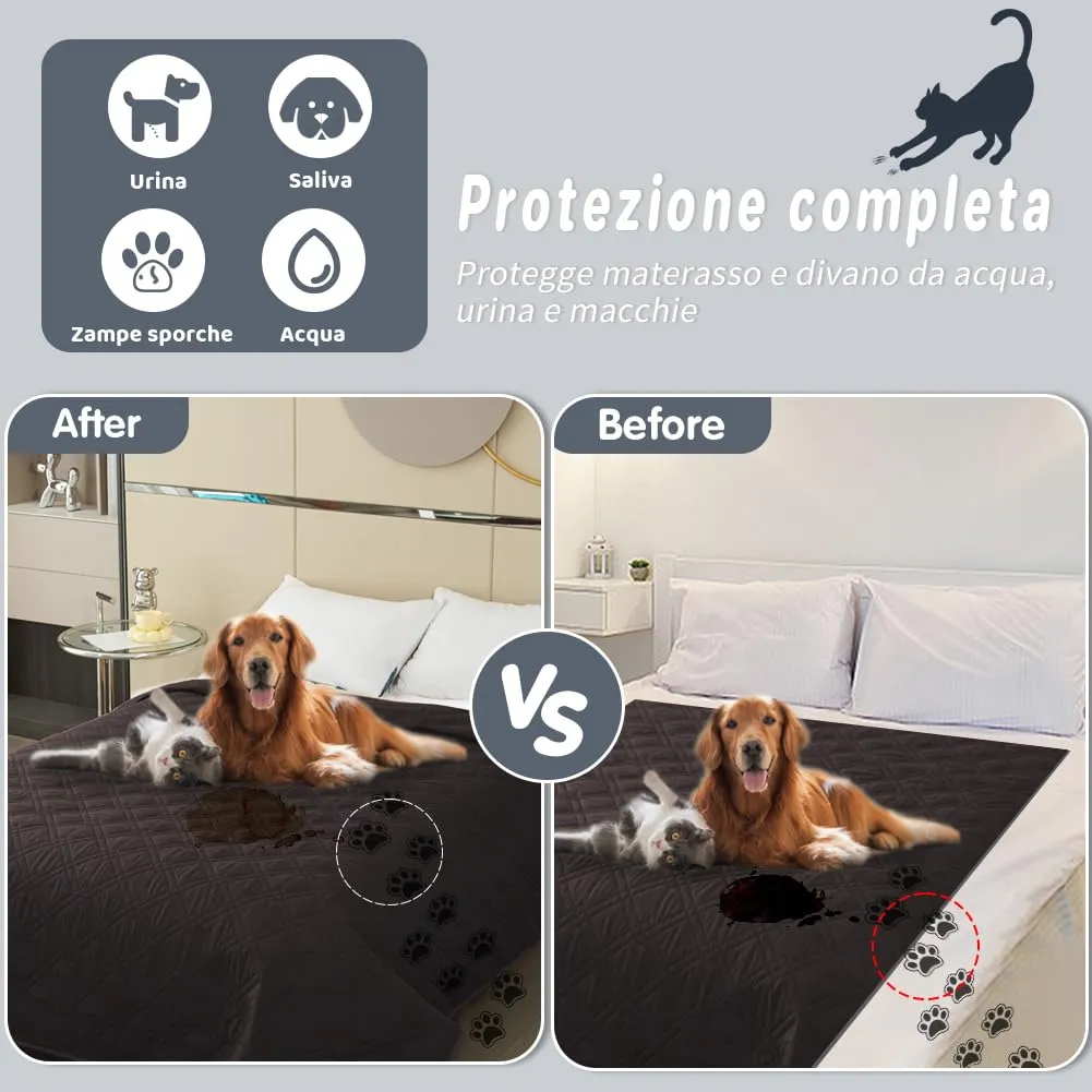 DUJUIKE Copridivano Impermeabile Antiscivolo per Animali Domestici e Bambini, 3 Posti (Caffè, 132 x 208 cm) - immagine 7