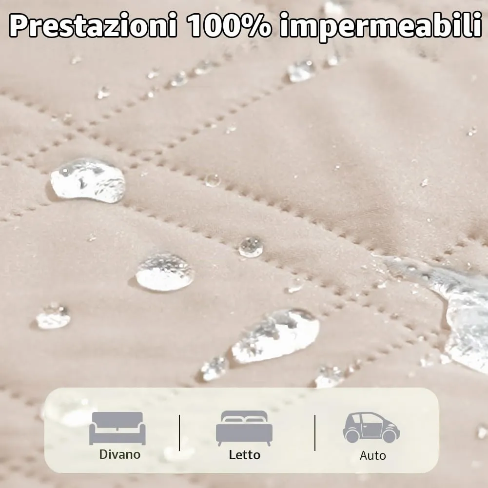 DUJUIKE Copridivano Impermeabile con Fondo Antiscivolo per 3 Posti, Crema, 208 x 260 cm - immagine 3