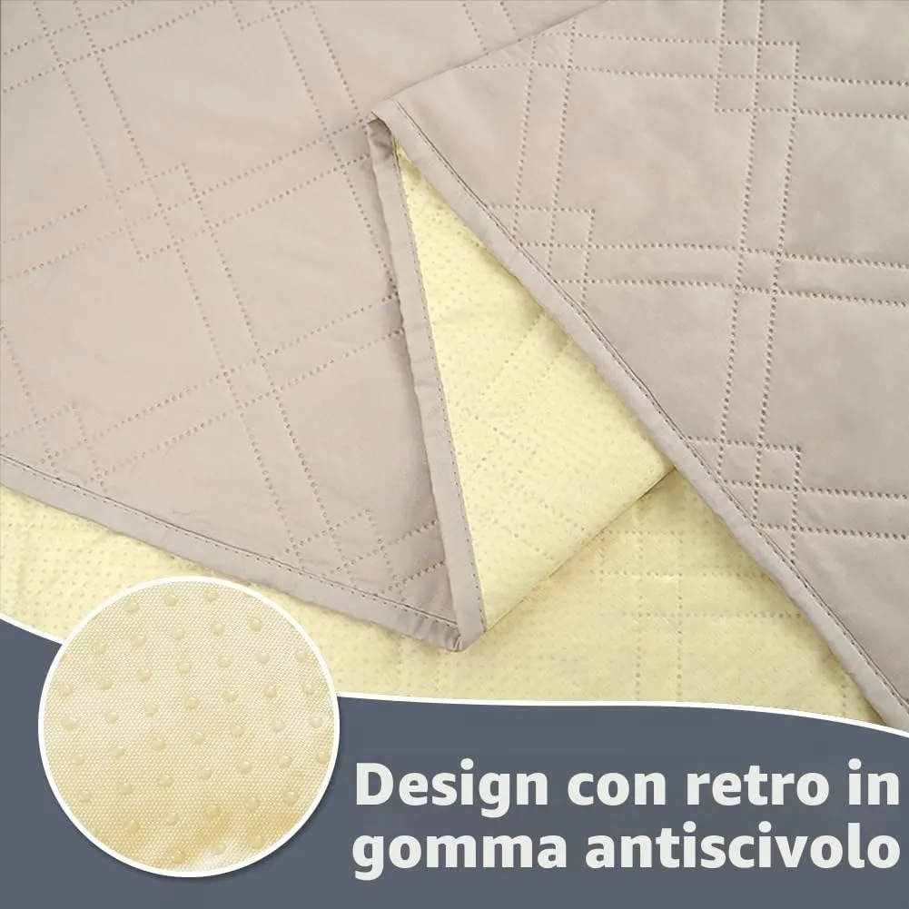 DUJUIKE Copridivano Impermeabile con Fondo Antiscivolo per 3 Posti, Crema, 208 x 260 cm - immagine 4