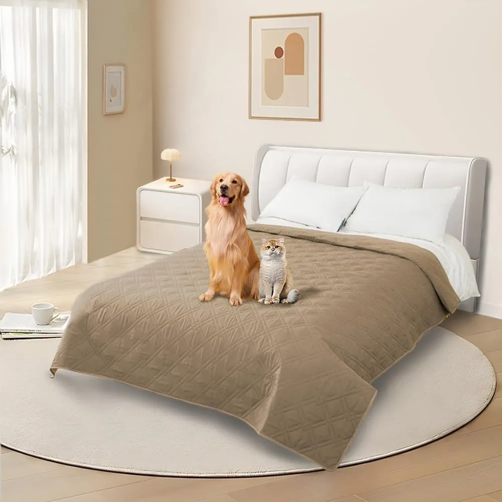 DUJUIKE Copridivano Impermeabile Antiscivolo per Animali Domestici e Bambini, 3 Posti, Cammello, 208 x 260 cm - immagine 1