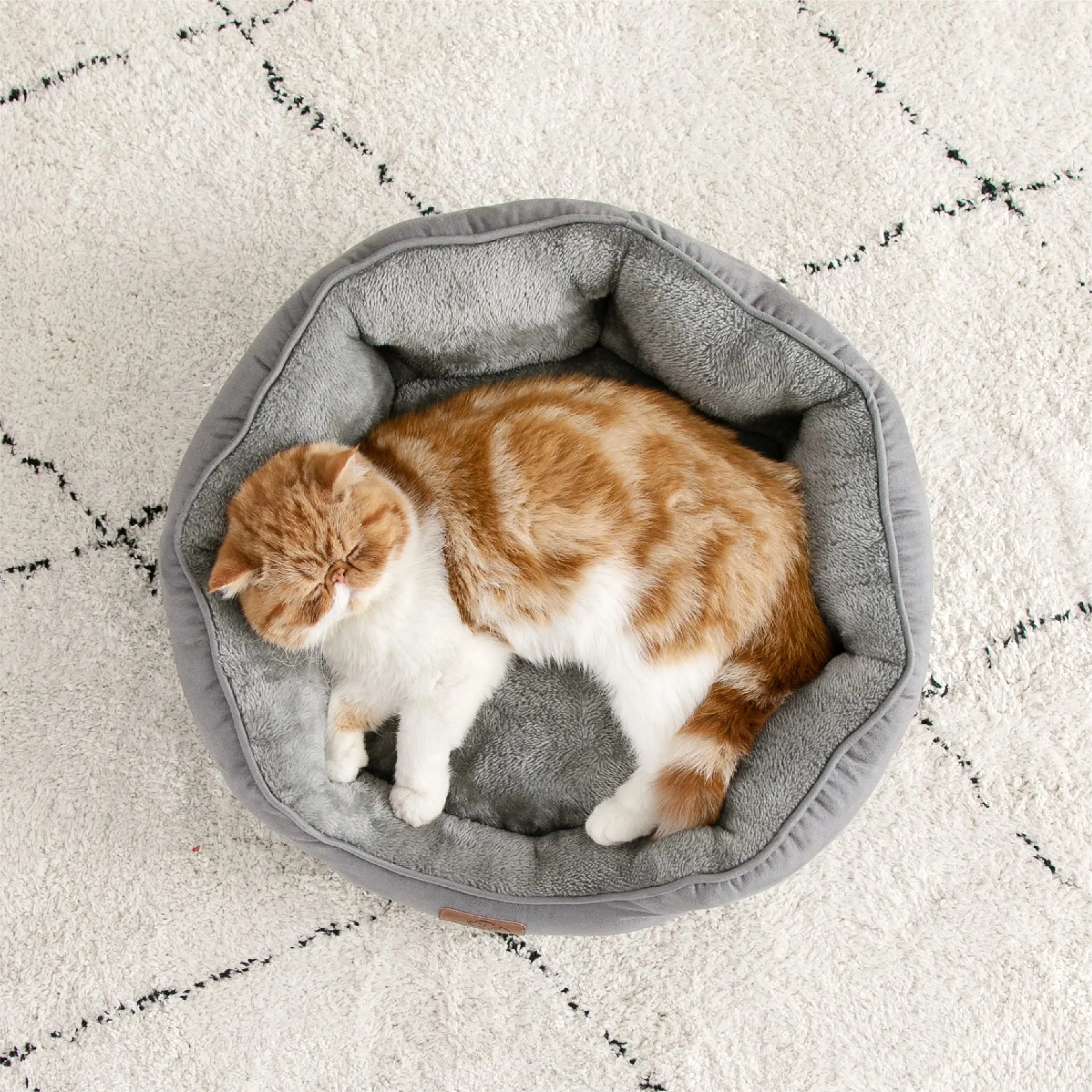 Bedsure Letto per Cani e Gatti, Rotondo con Fondo Antiscivolo, Grigio, 51 x 48 x 15cm - immagine 3