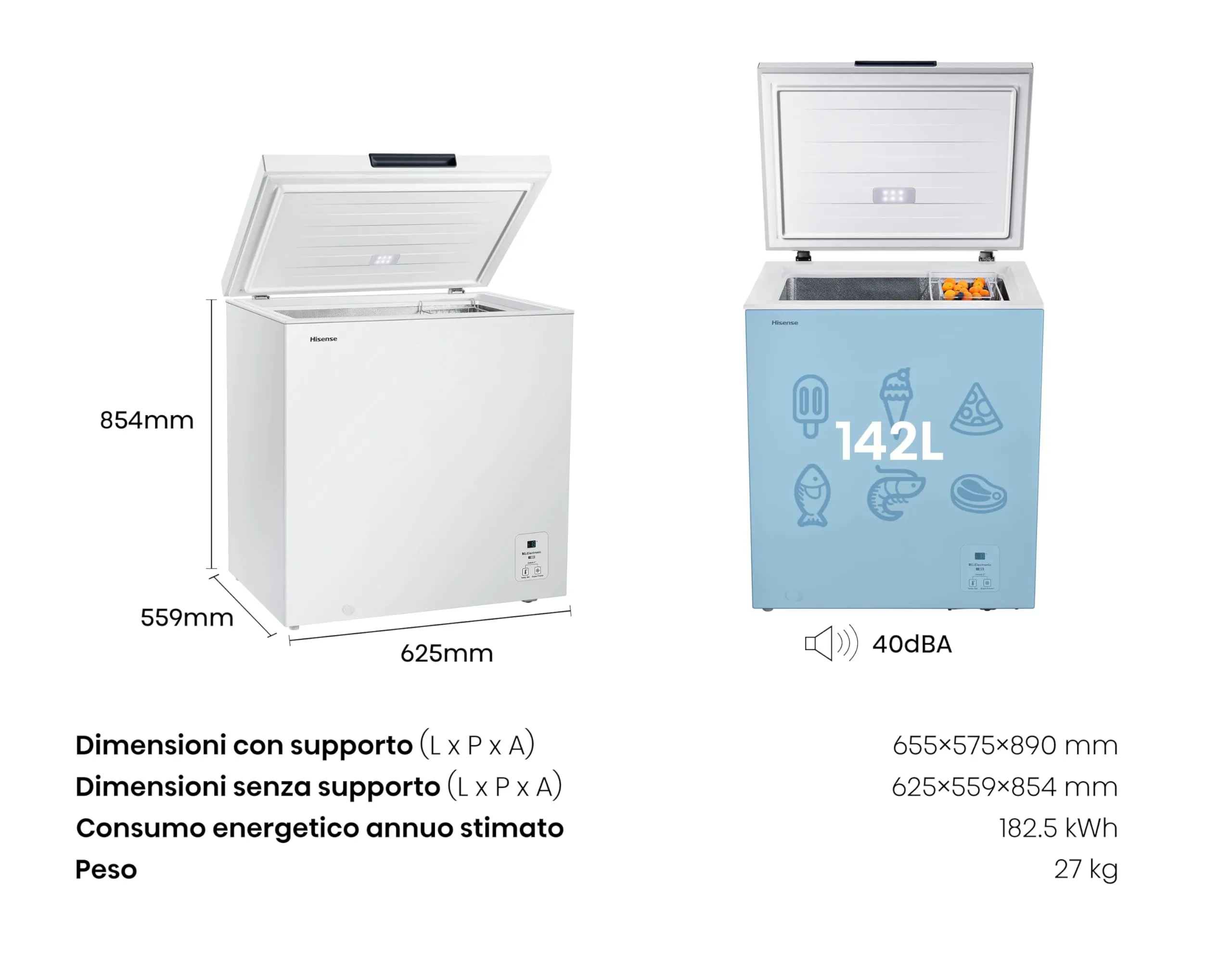 Hisense FT184D4AWYE Congelatore a Pozzo 142 Litri, Display LED, Classe E - immagine 2