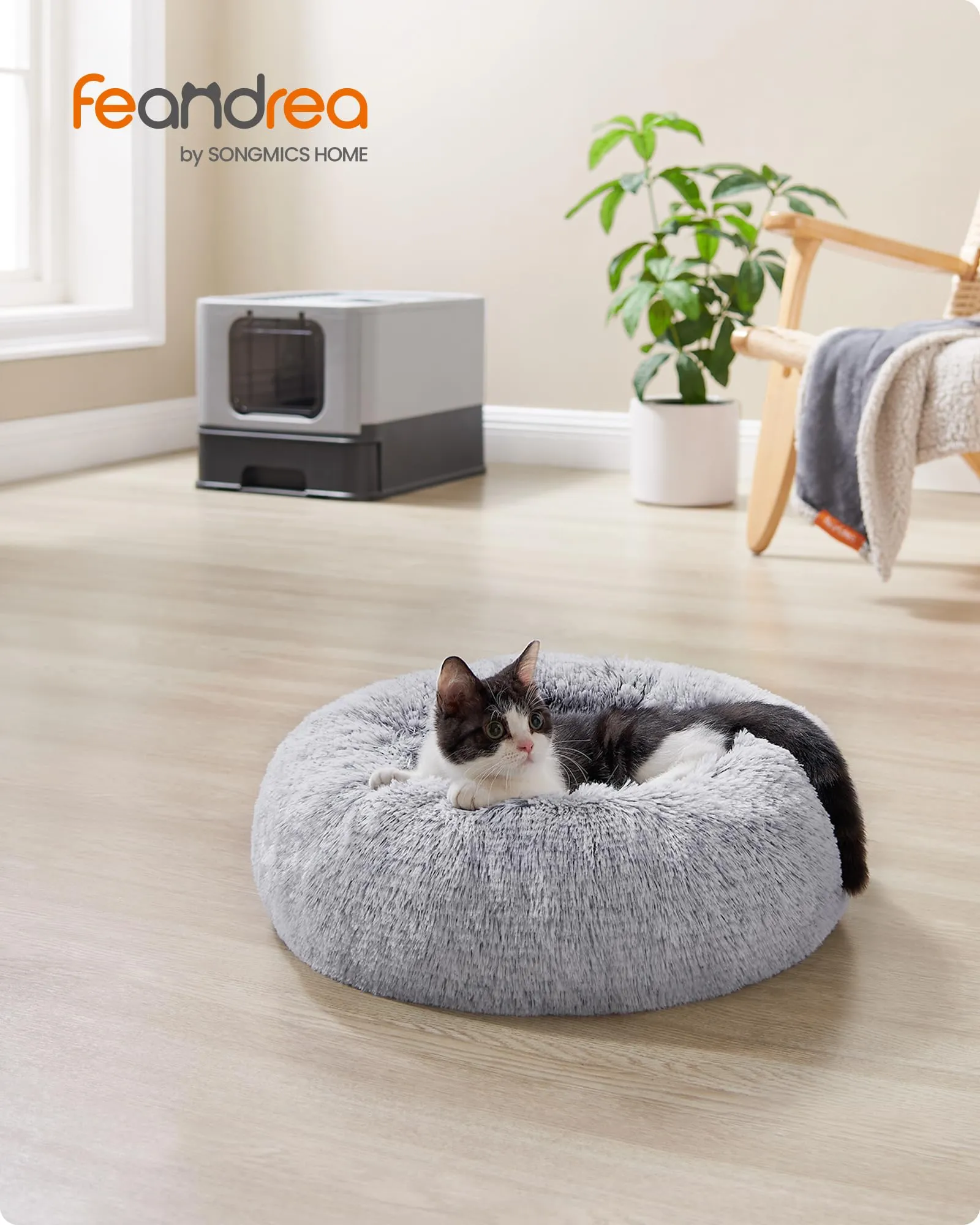 Feandrea Cuccia per Cani a Ciambella, Grigio Ombré, Diametro 40 cm - immagine 2