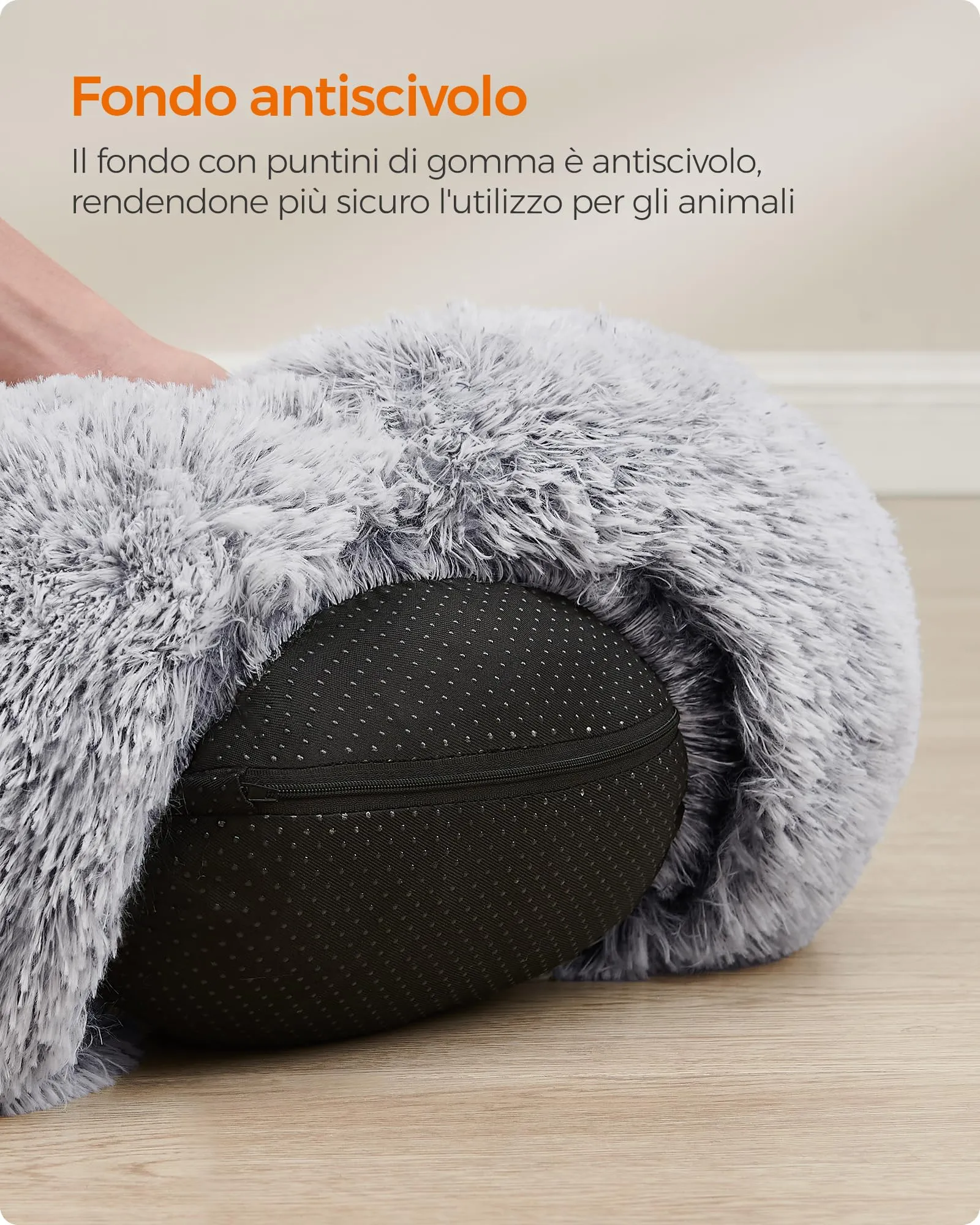 Feandrea Cuccia per Cani a Ciambella, Grigio Ombré, Diametro 40 cm - immagine 8