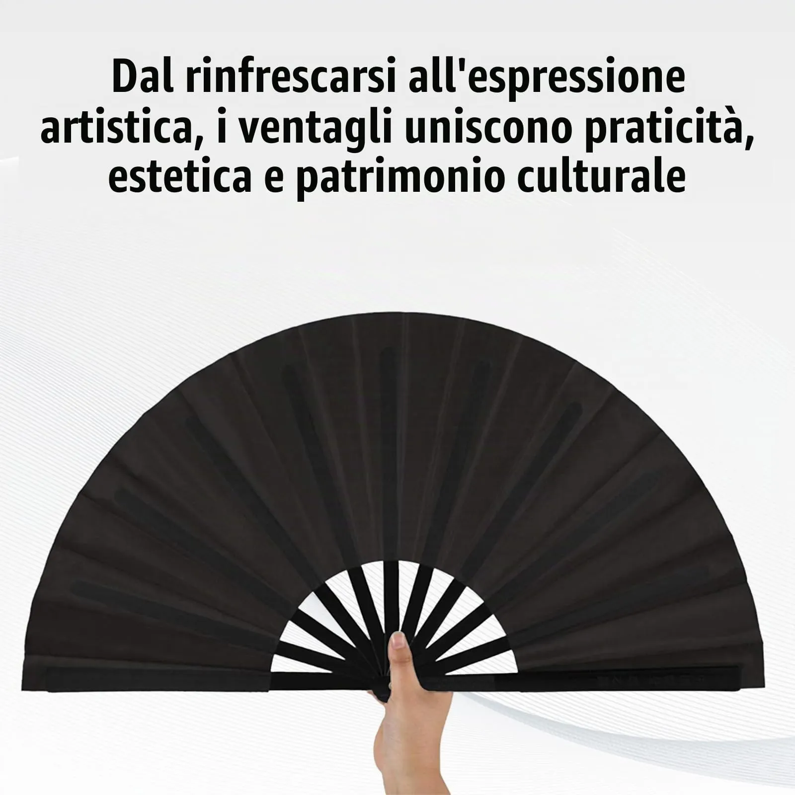 Ourdort Ventaglio Grande in Seta Nero Pieghevole, Set da 2 Pezzi con Custodia - immagine 6